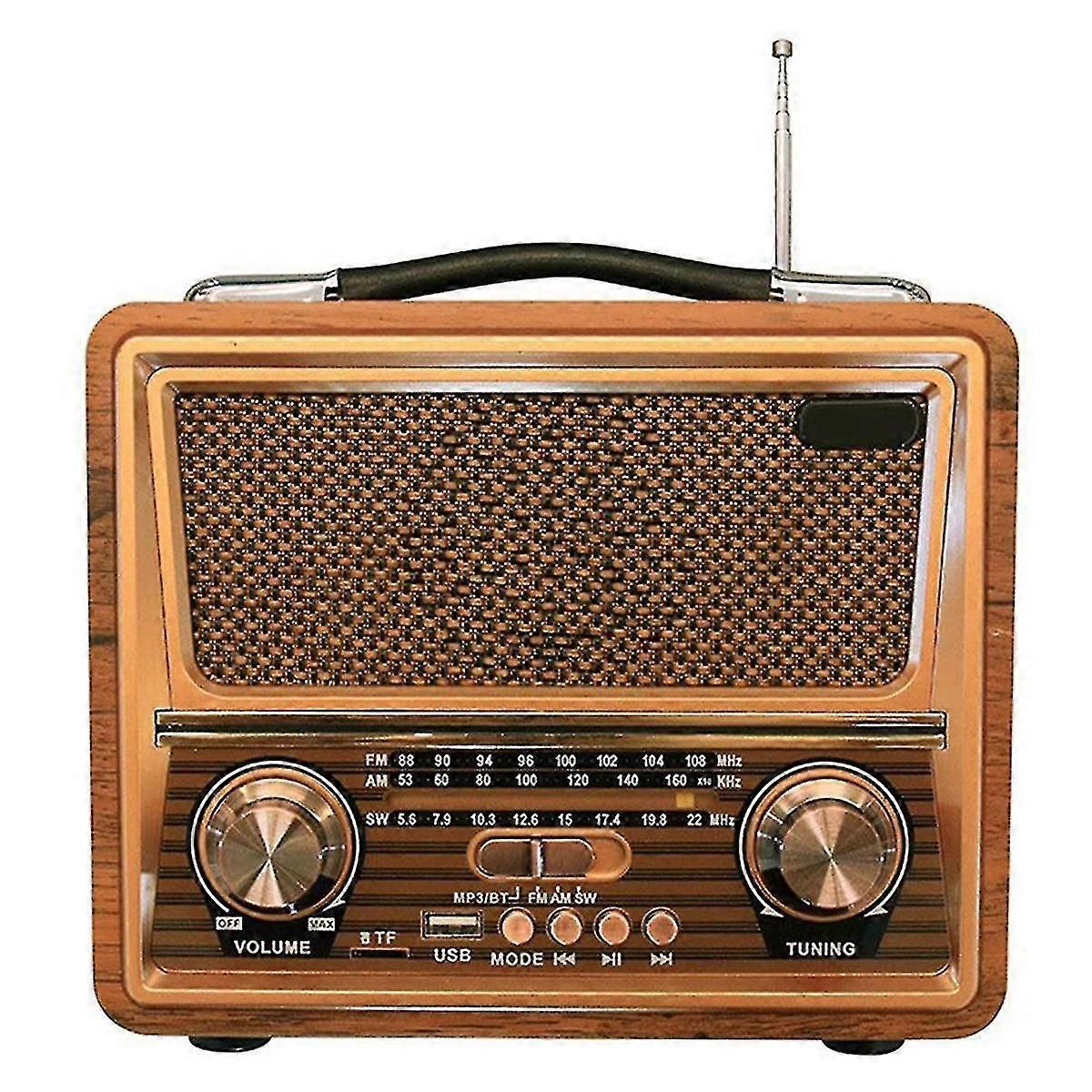 Wooden Retro Radio, Am Sw Fm Radio, Wireless Bluetooth Speaker, Mini Bass Audio Outside Loud Volume