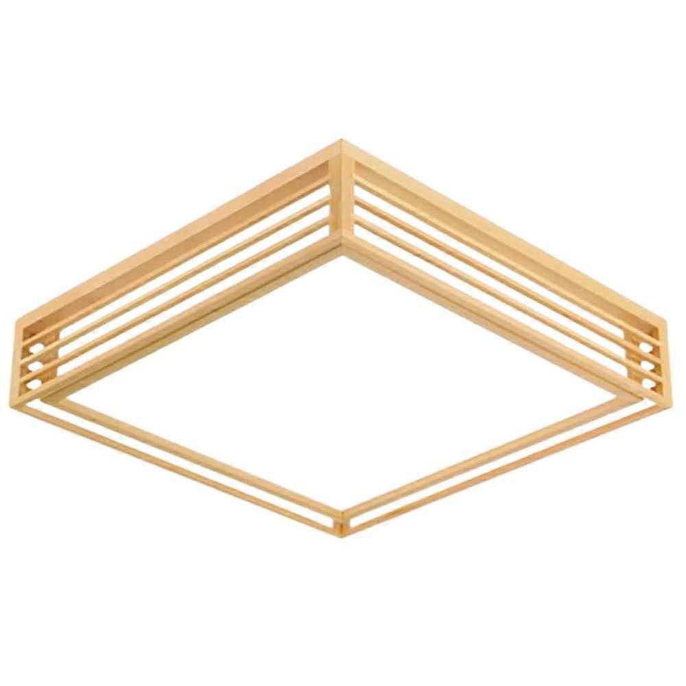 Wooden LED Ceiling Lamp Side-Emitting Design Close-To-Ceiling Square Dimmable 3000-6000K Flat Light 25.6in