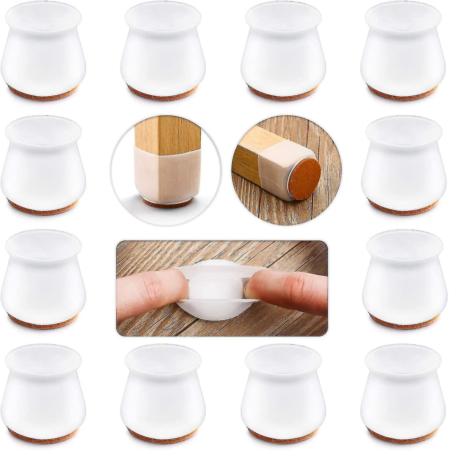 Silicone Chair Leg Protectors With Felt For Hardwood Floors 24 Pcs