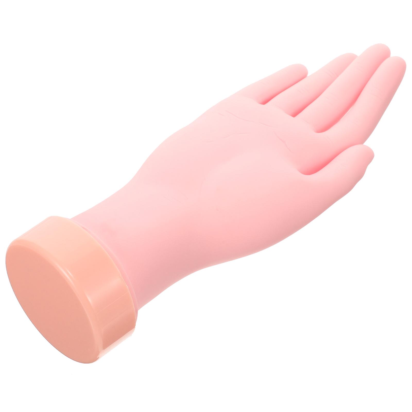 Nail Practice Hand Fake Hand Model for Nail Art 4Pcs Pink Bendable Rubber