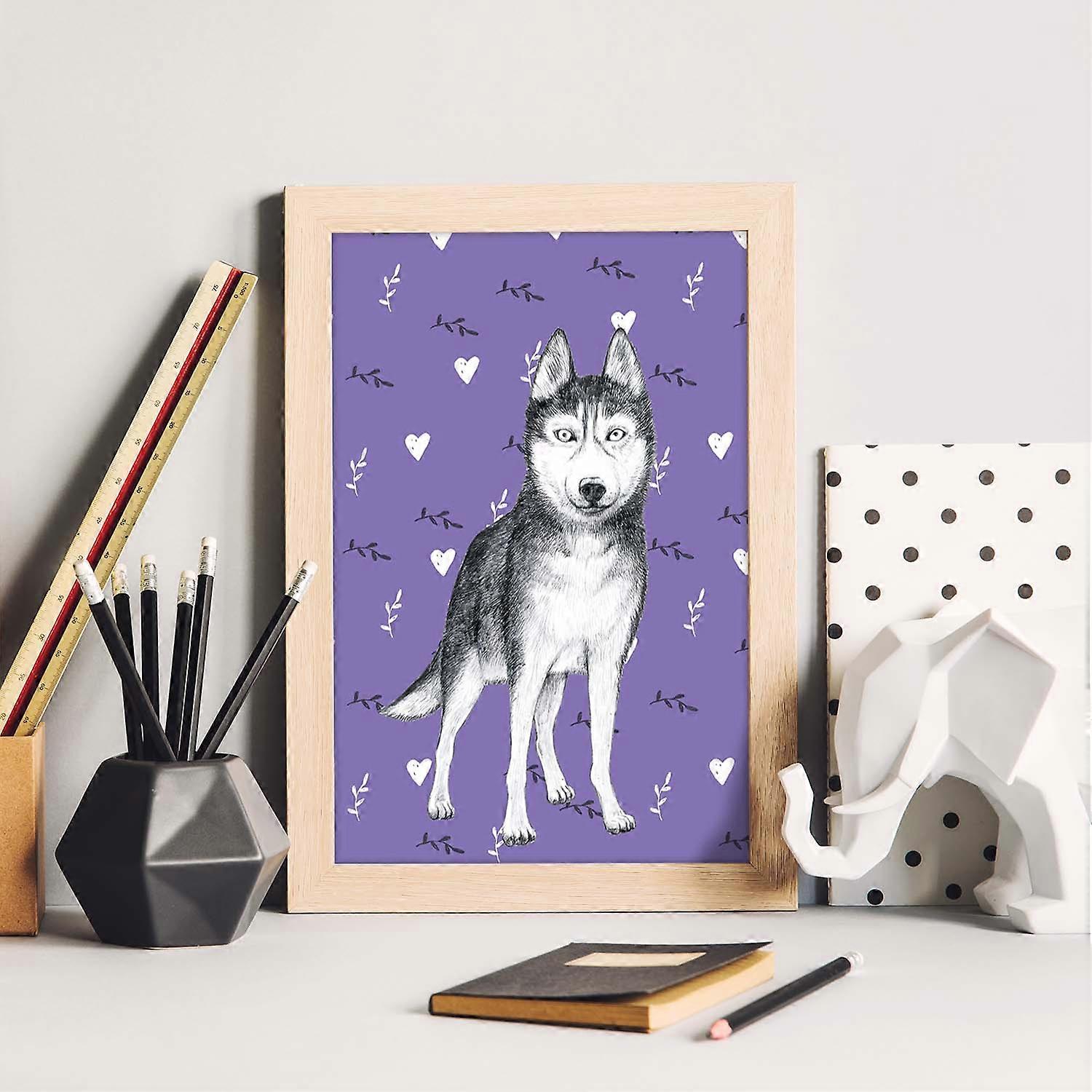 Imprimé Husky de Sibérie violet