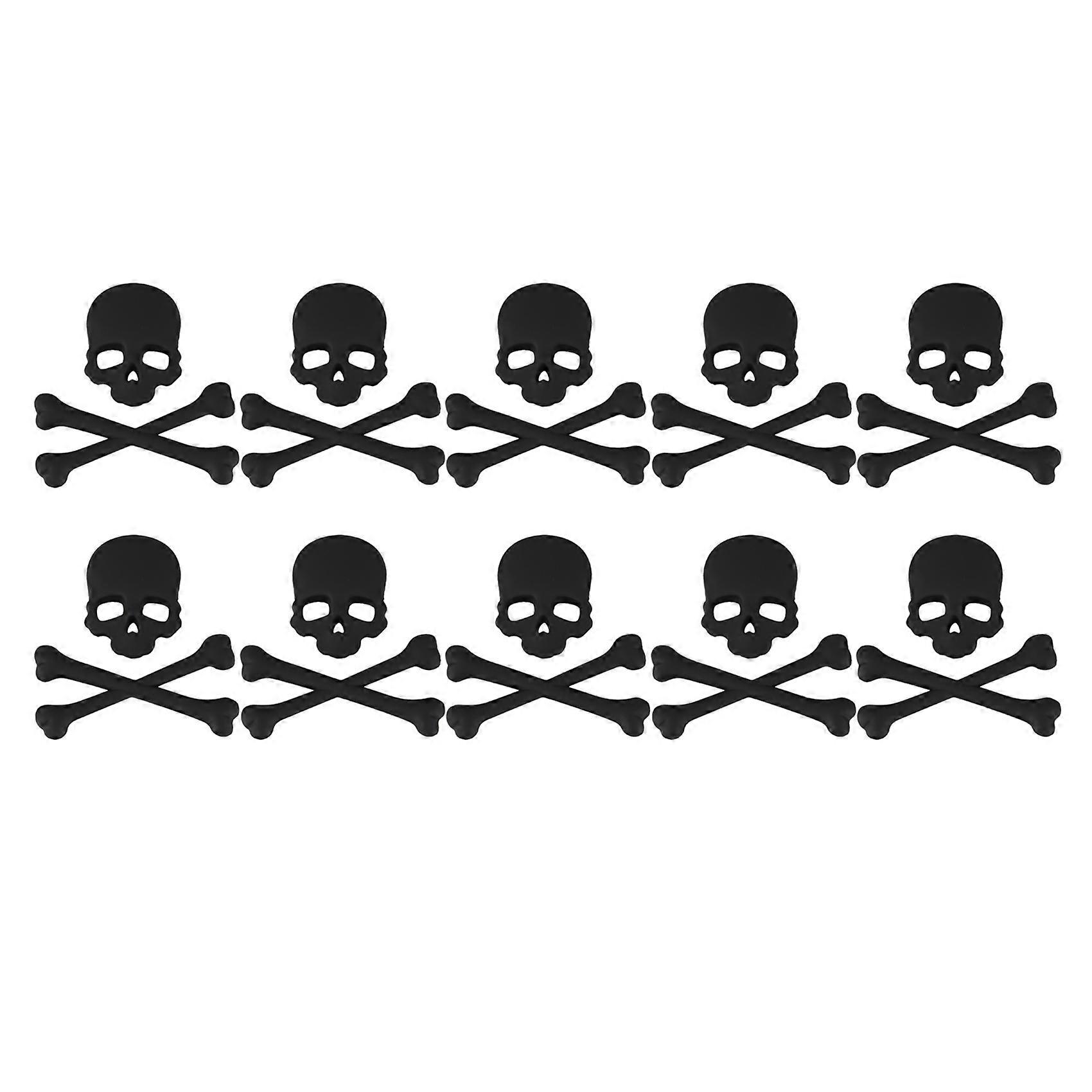 2X Skull Bone 3D Design Motorcycle Car Emblem Badge Sticker Black