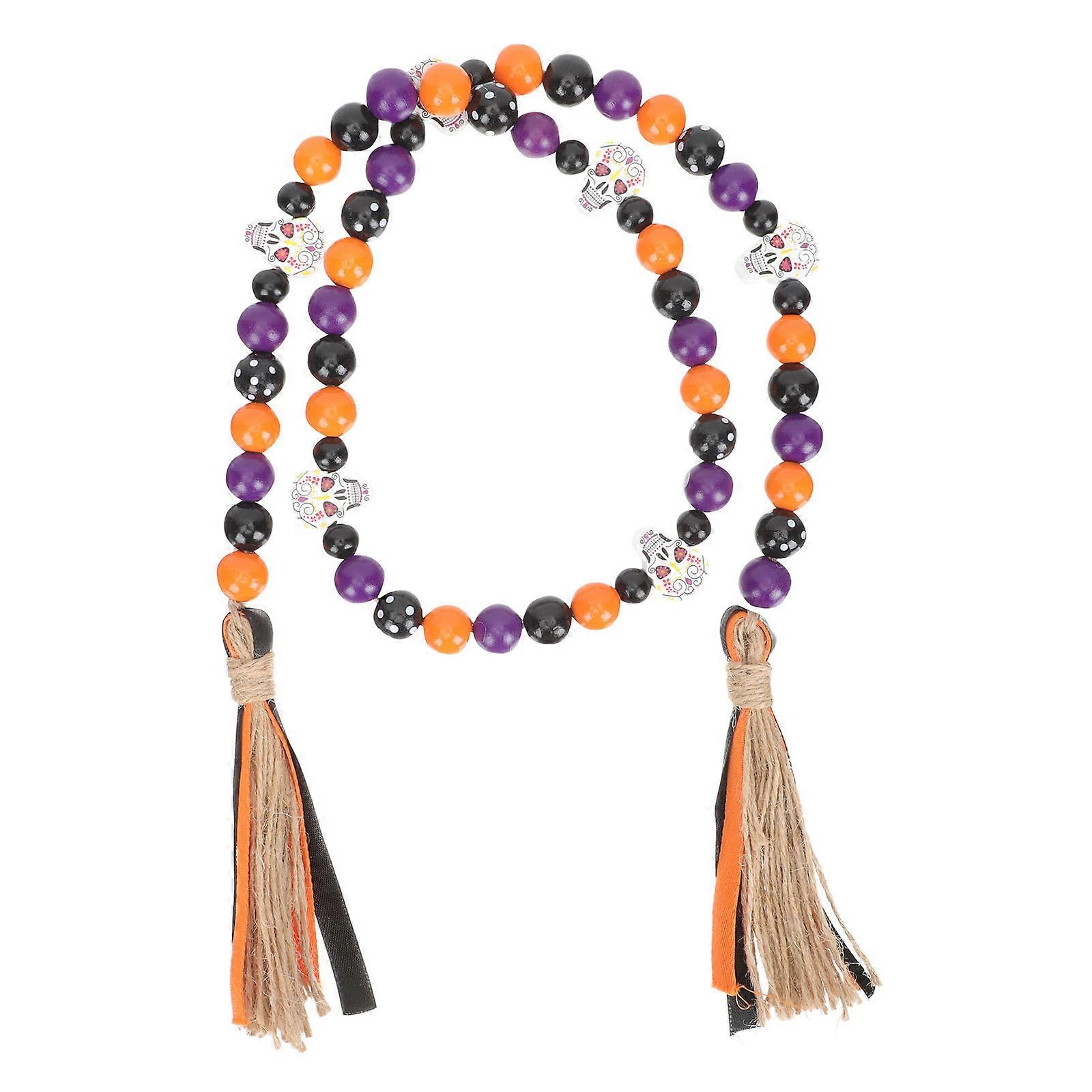 Wood Beads String Ornament for Decor Halloween Table Decoration