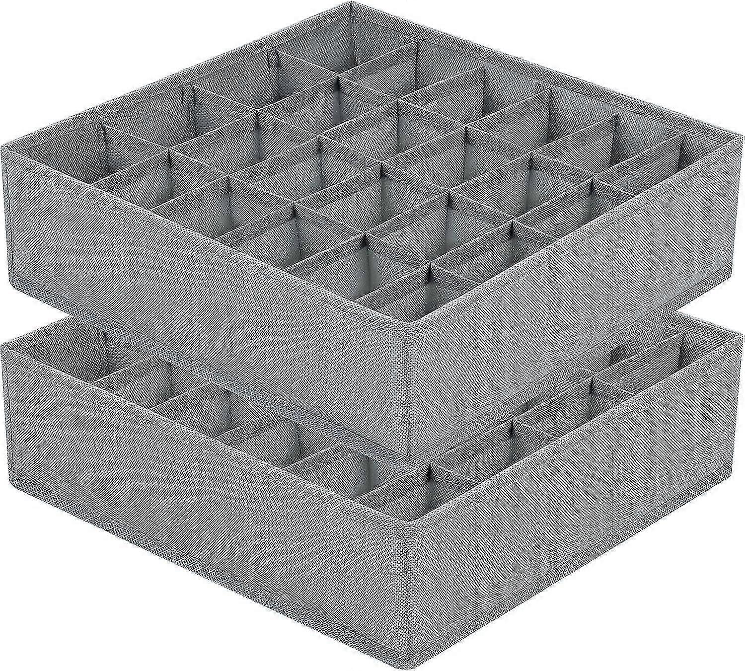 Pack Foldable Drawer Organizer, Non-Woven Sock Storage, Space-Saving Compartment Underwear Storage (Grey)