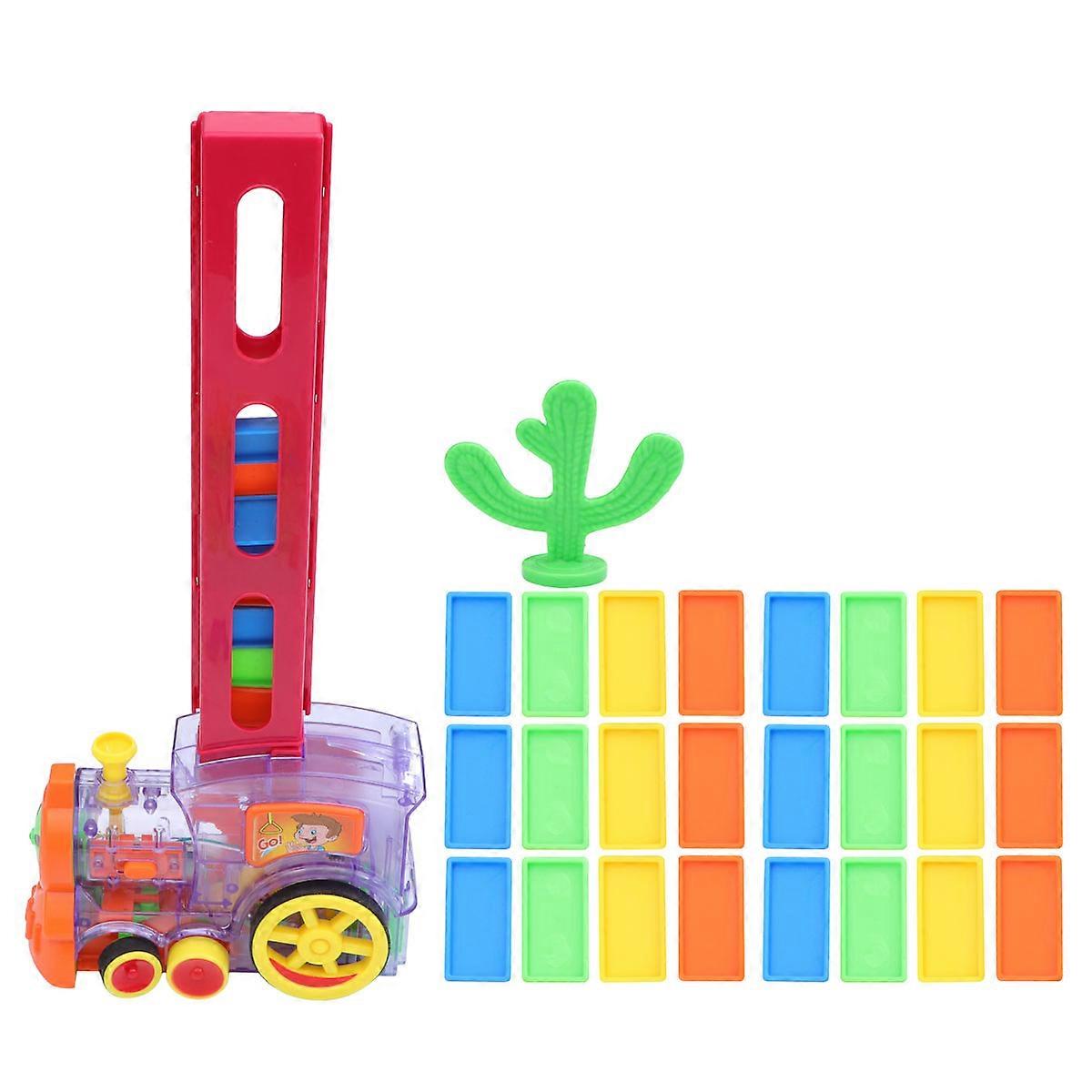Electric Domino Train Toy With 80Pcs Transparent Style Dominoes Designed For Children To Enhance Team Spirit And Imagination