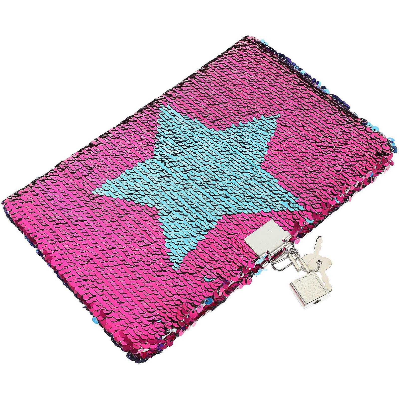 Sequin Notebook Reversible Cover for Students 3Pcs Rosy Glitter Notepad
