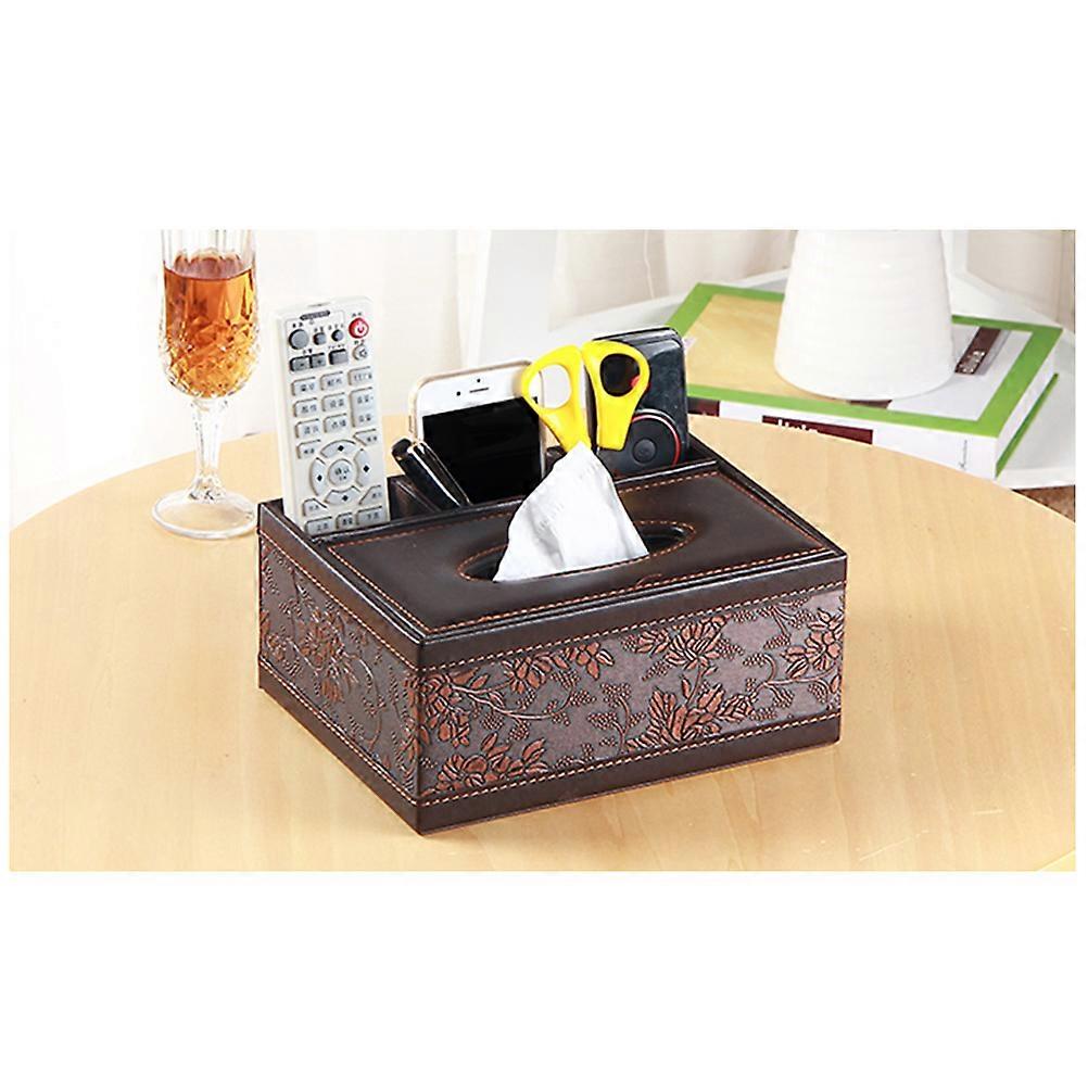 Multifunctional Desktop Organizer Holder for Tissue Box 2Pcs PU