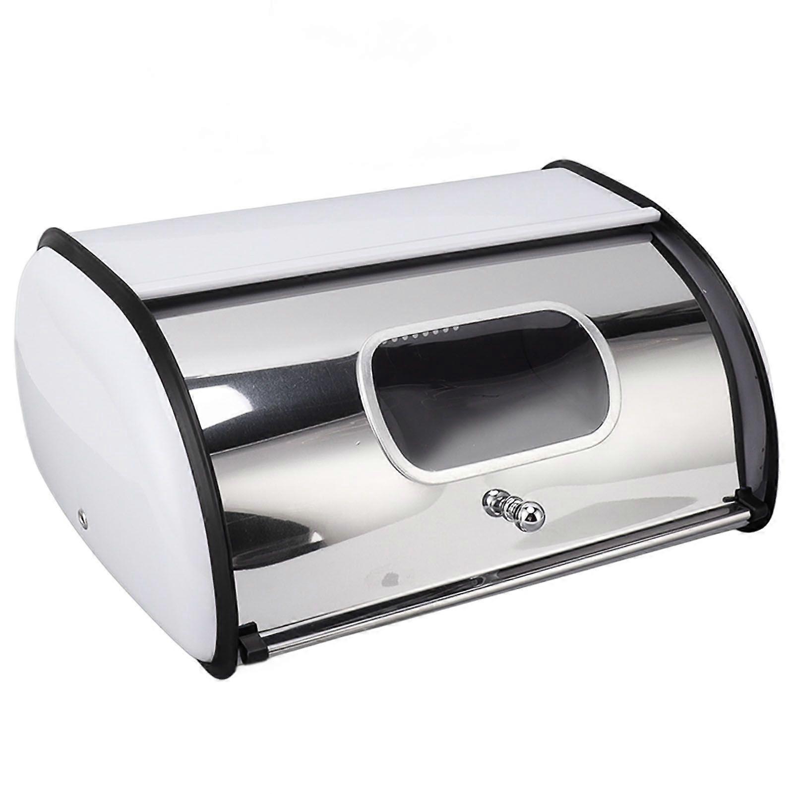 Bread Bin Bread Box Bread Holder Storage Container With Small Window for Kitchen Countertop White