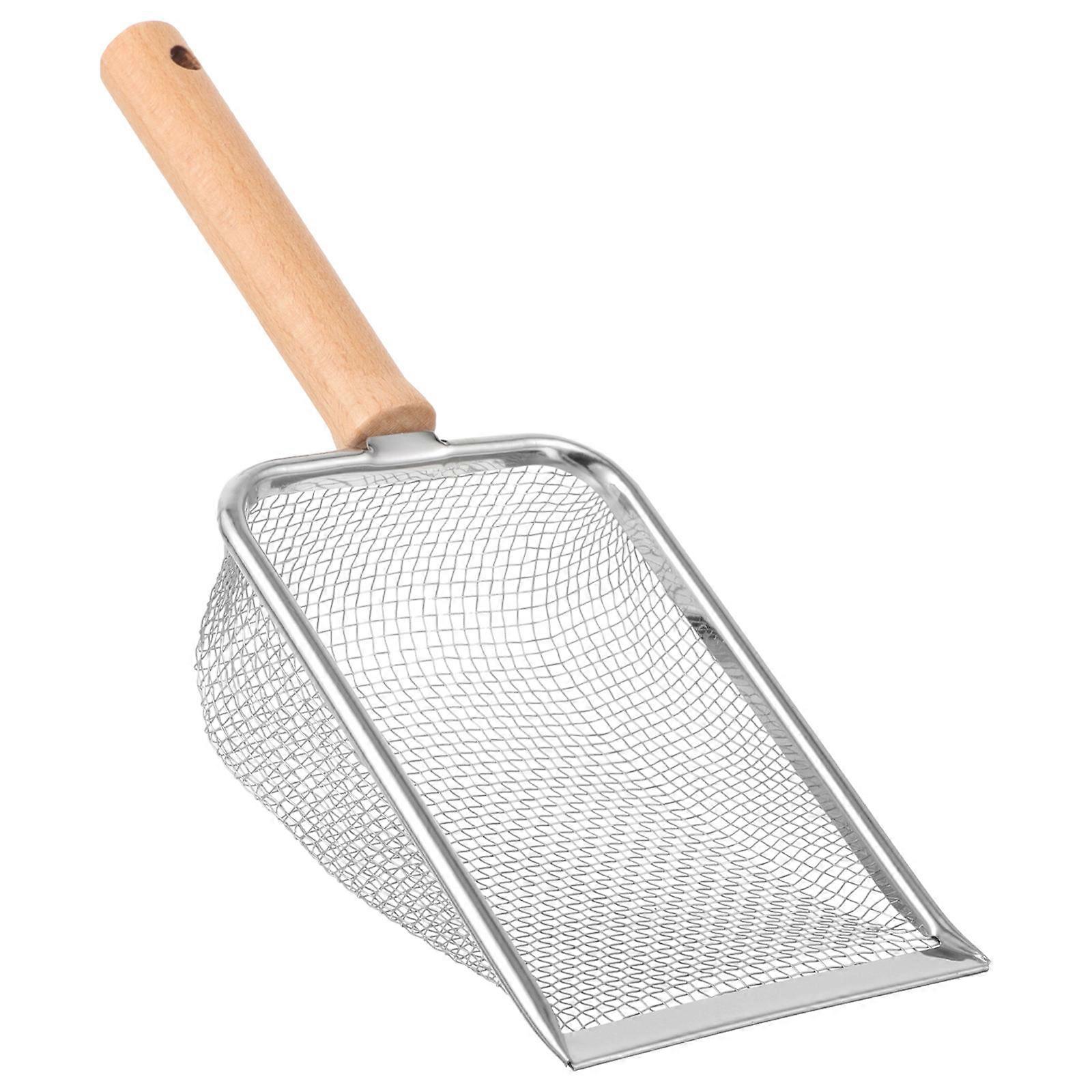 Cat Litter Scoop Metal with Wooden Handle 4Pcs for Pet Reptile Cleaning
