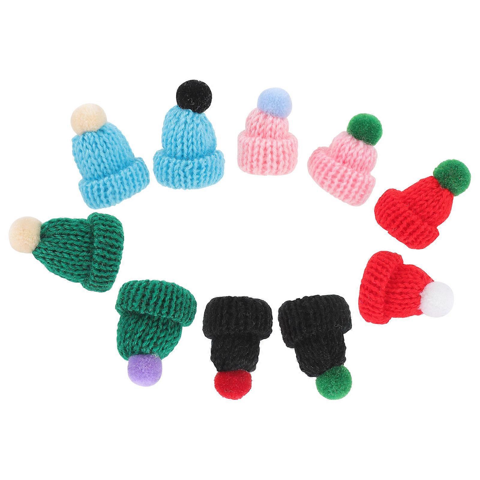 Crochet Hats Mini Hat for DIY Craft 10Pcs Knitting Mini Caps
