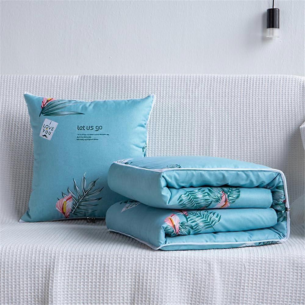 Modern 2 In 1 Travel Pillow Blanket For Adults And Kids, Airplane Blanket Back Support Cushion, 100x150cm Green Summer