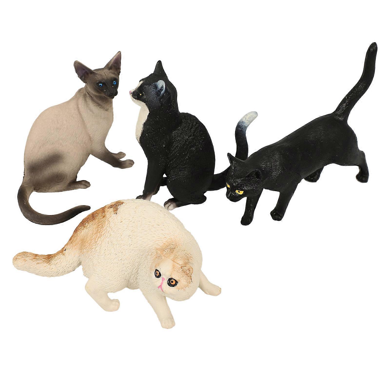 Lifelike Cat Figurine Plastic Simulation Cat Ornament 16Pcs Set for Decor