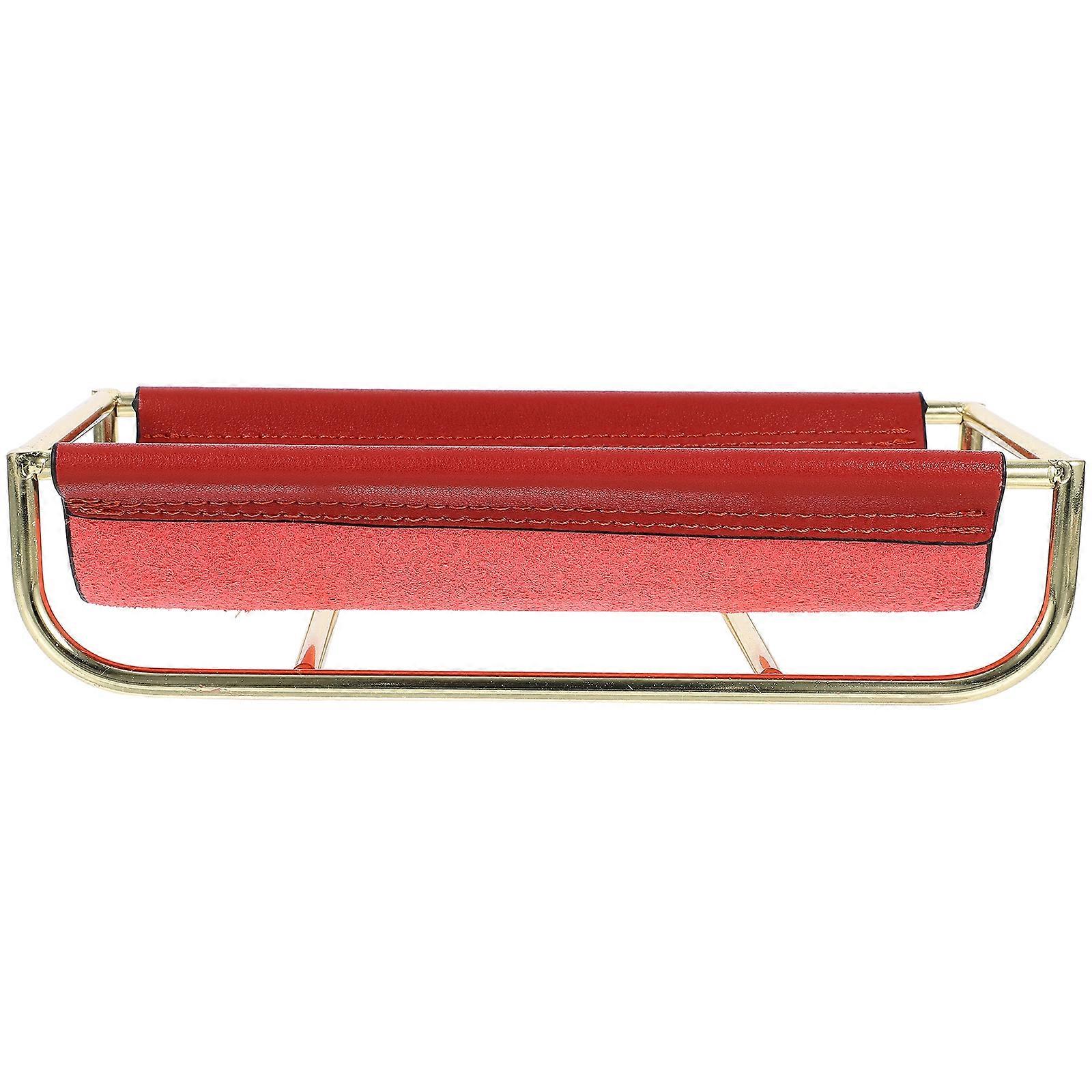 Holder PU Desk Organizer for Storage 3Pcs Red Desktop