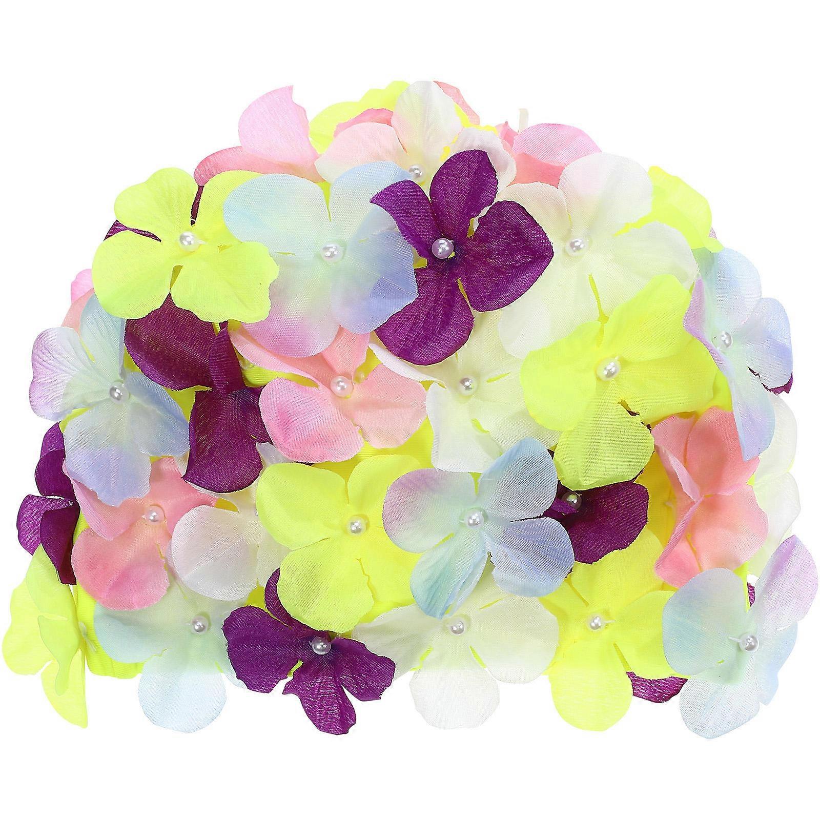 Ladies Floral Swim Cap Comfortable Wearing Bathing Hat For Swimming Size L 22X15X0.5cm 8Pcs