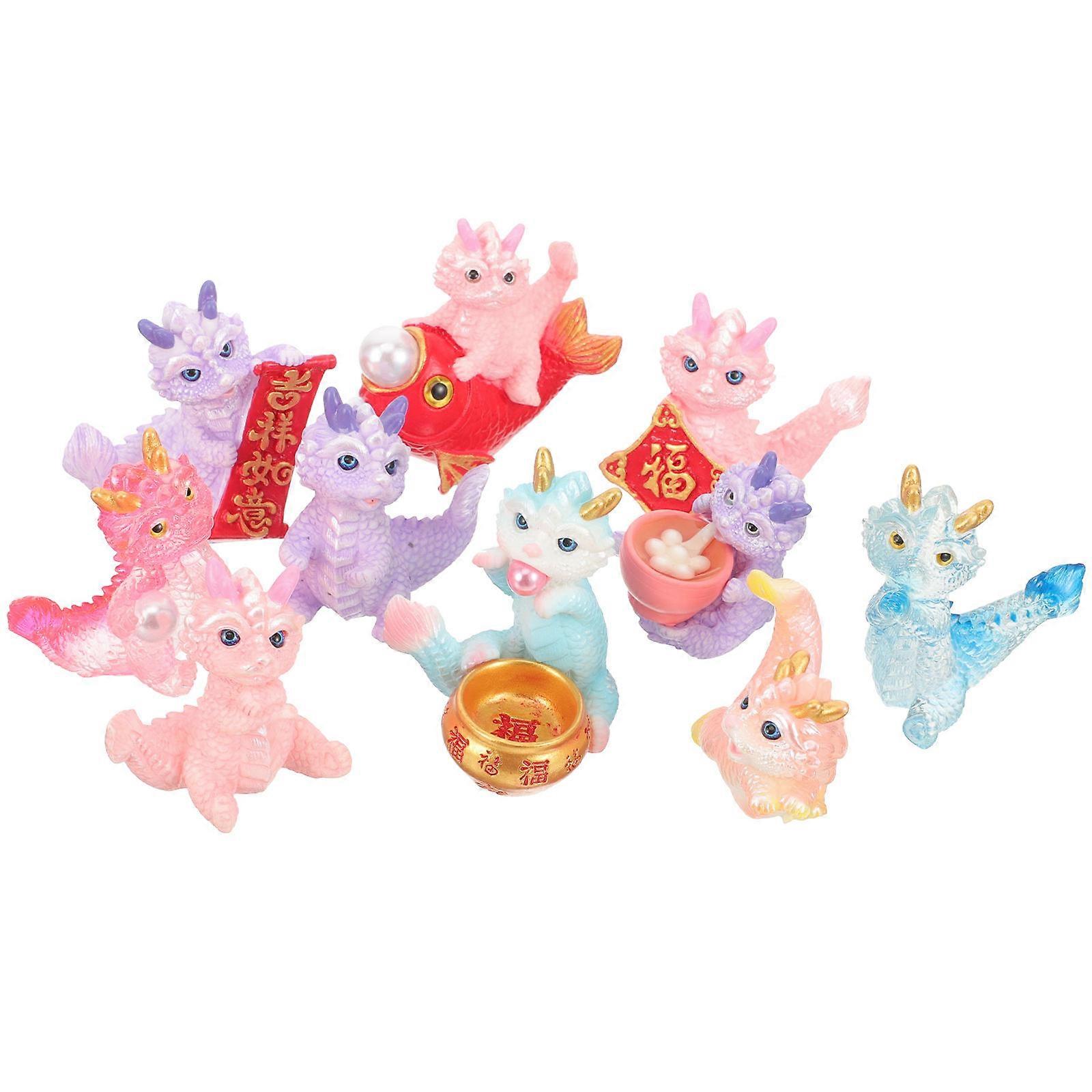 Assorted Color Mini Dragon Resin Statue for Decoration 50Pcs Pack