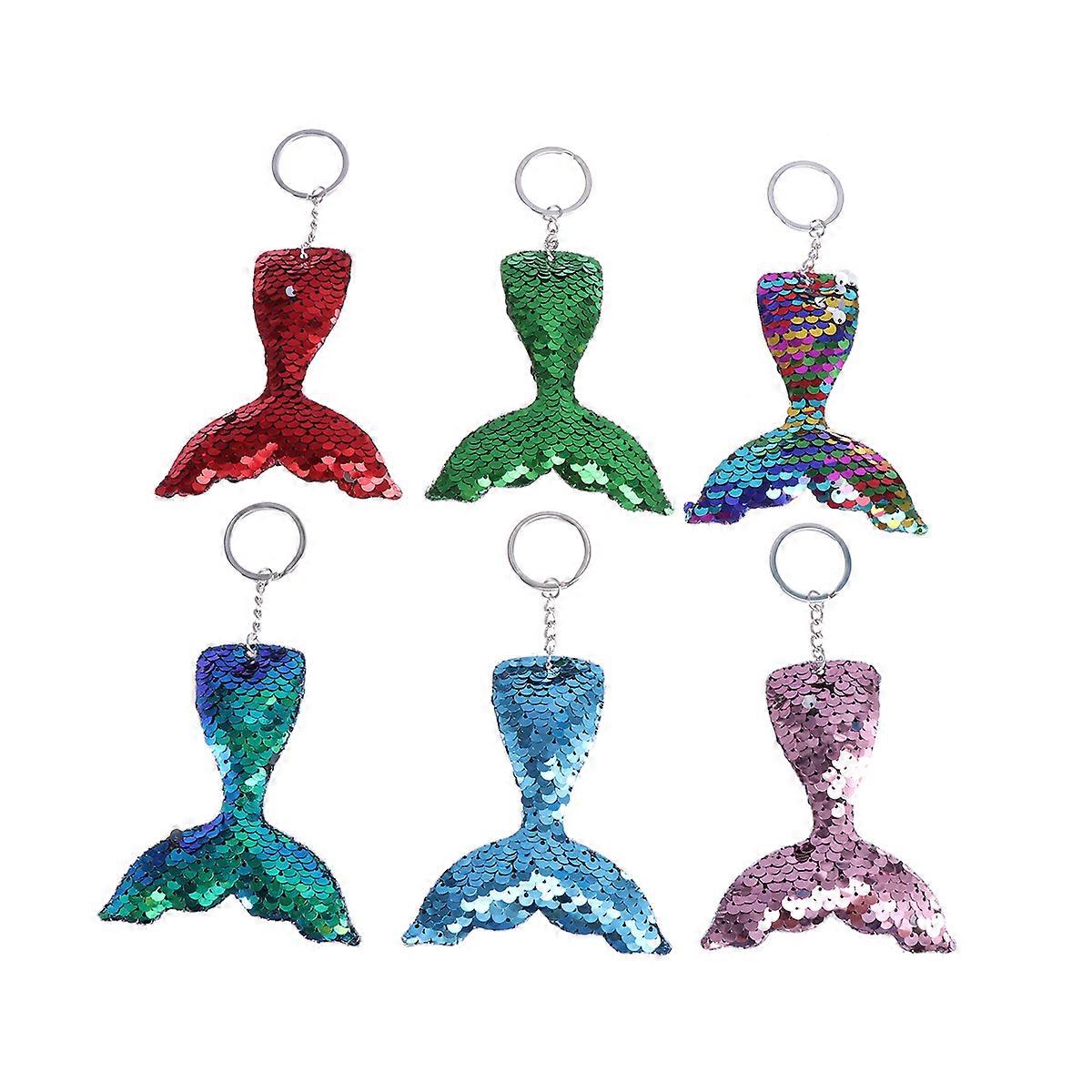 Shiny Mermaid Keychain for Decoration 24Pcs Mermaid Tail Charm Keyrings