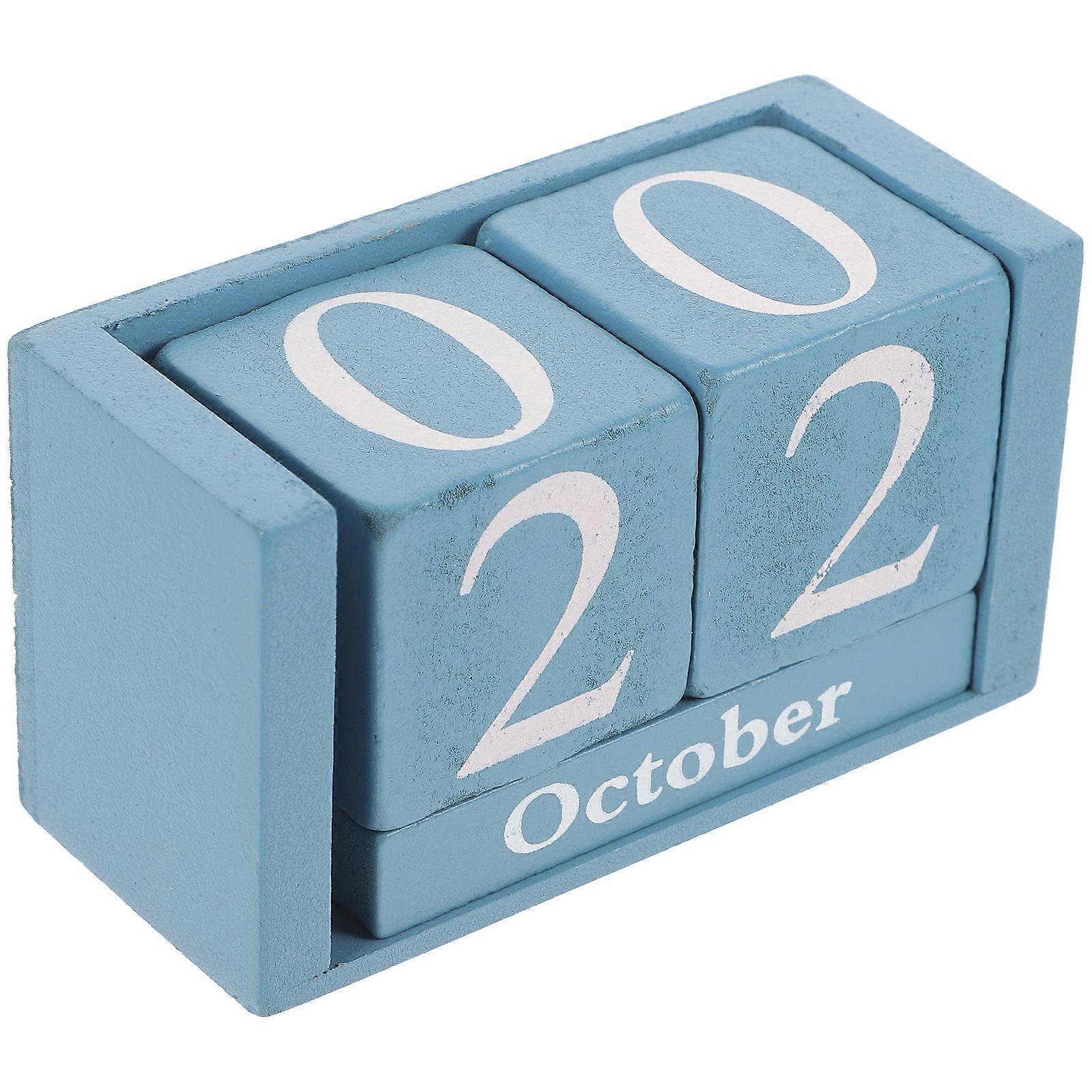 Wooden Block Calendar Desk Calendar for Office Use 2Pcs Decorative