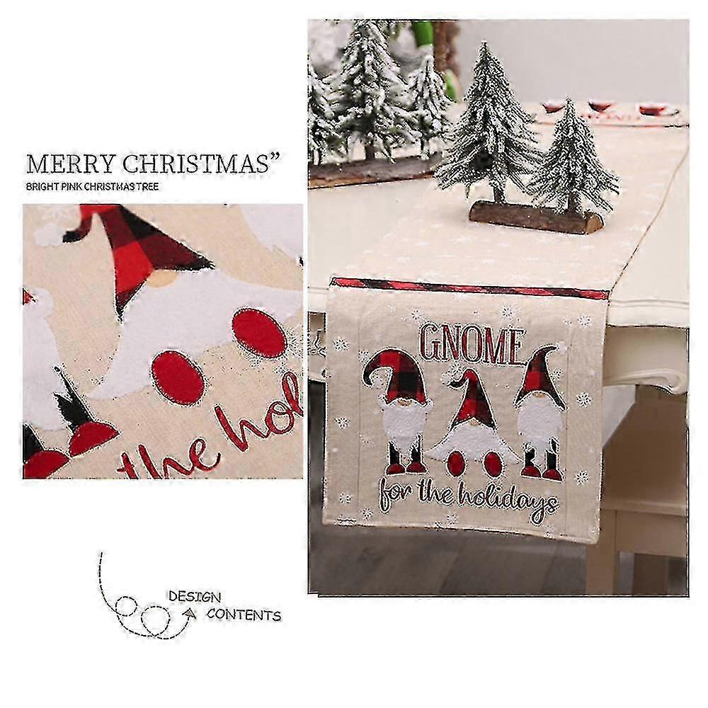 Christmas Embroidery Tablecloth Mats Kitchen Dining Table Burlap Linen