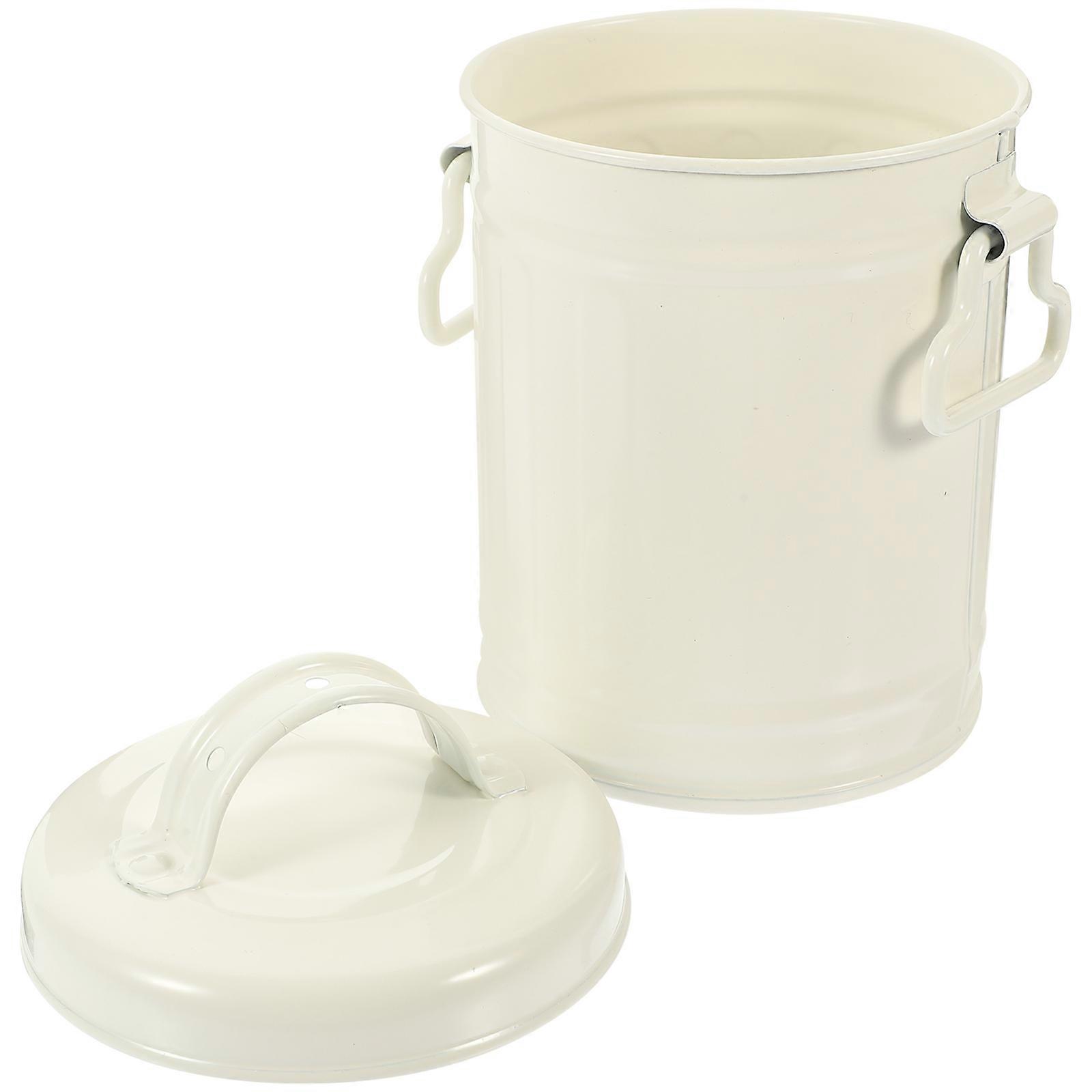 Countertop Trash Can Iron Bucket with Lid 2Pcs for Pen Organization