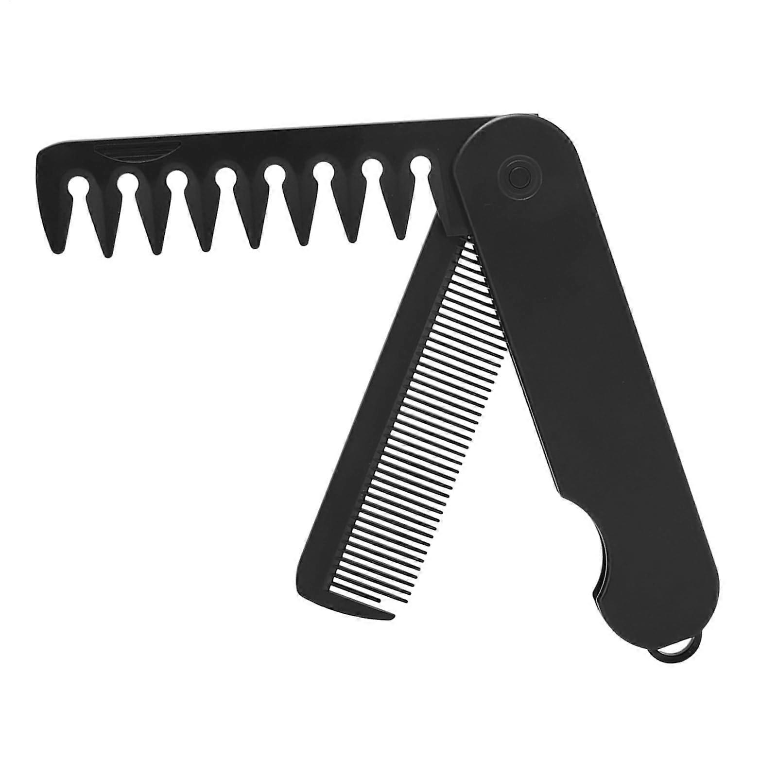 Foldable Grooming Comb 2In1 Pocket Styling Tool Compact Design FineTooth And WideTooth Beards Mustache Grooming