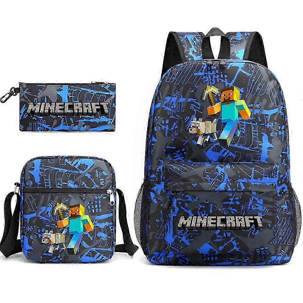 Minecraft School Bag Backpack Pencil Case Shoulder Bag Three-piece Set _25