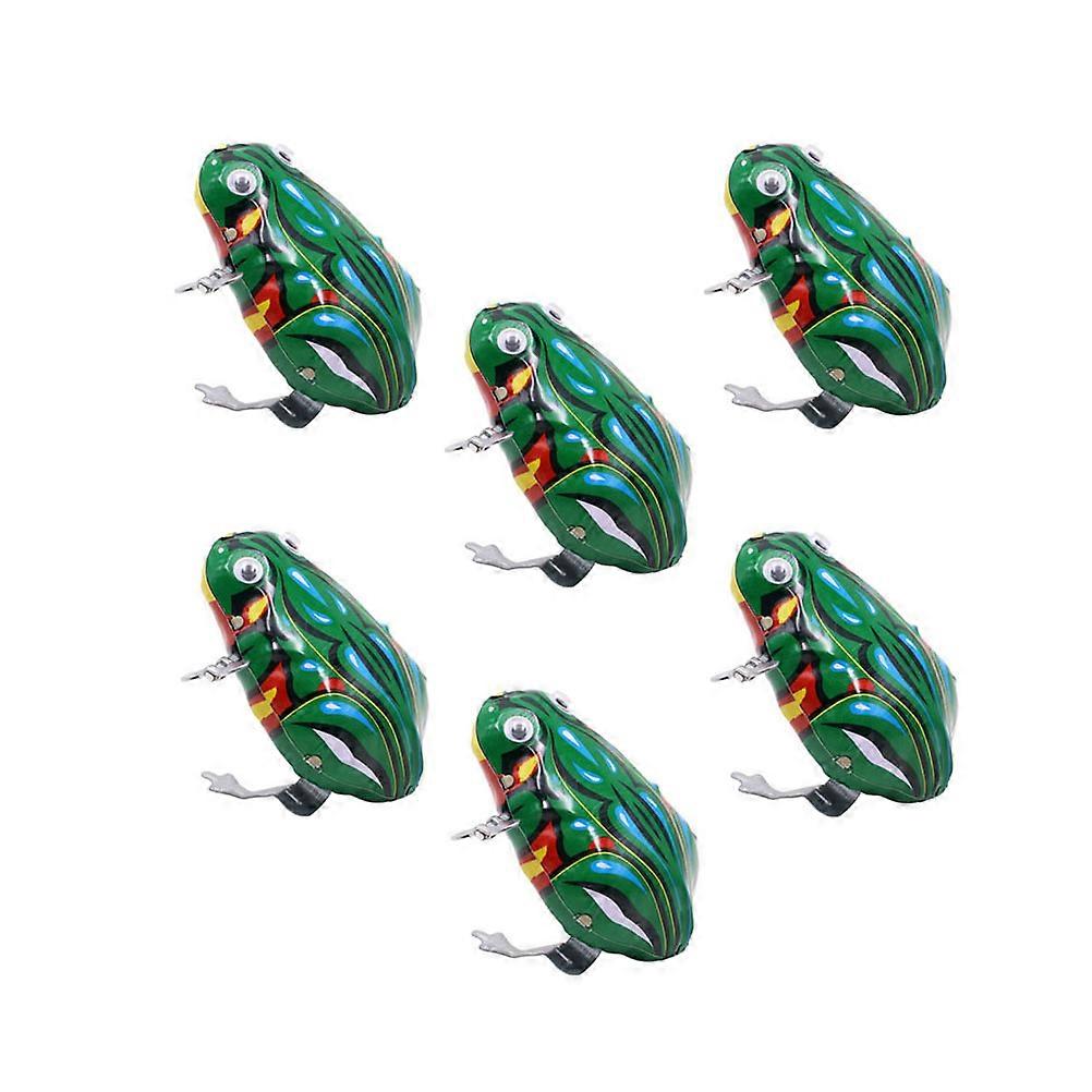 Clockwork Toys Wind-Up Playthings for Kids 6Pcs Green Frog Set