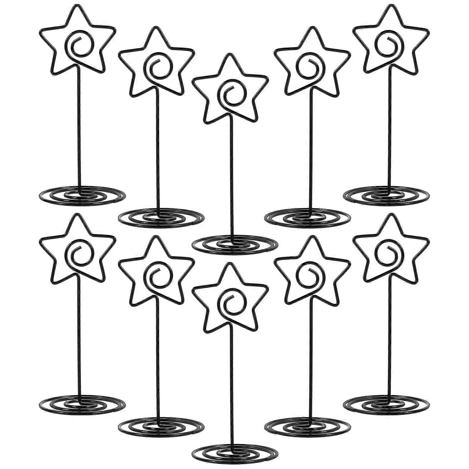 Star Shape Table Number Clips Black for Decor 10Pcs Table Sign Holders