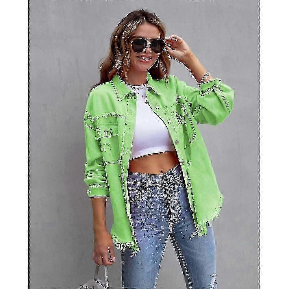 Sonbahar ve Kış için Kadın Uzun Kollu Günlük Yaka Denim Ceket