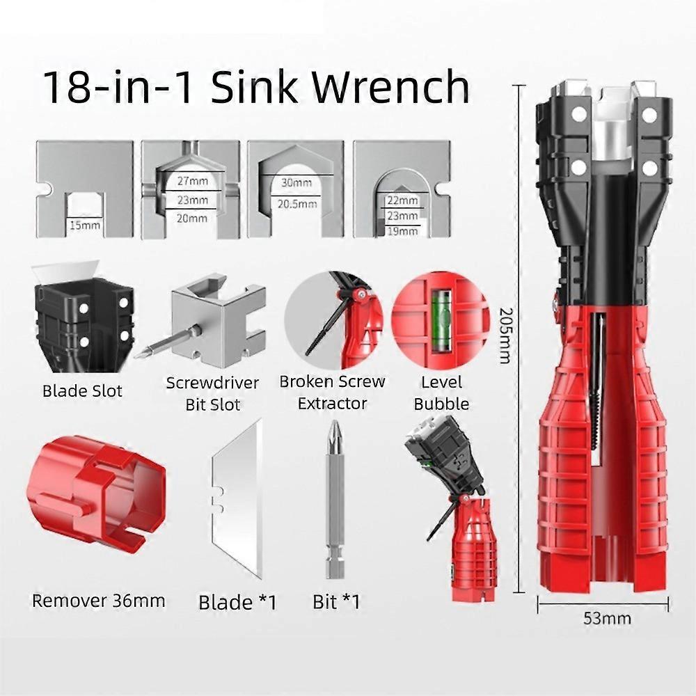 18/24 In 1 Multifunction Faucet Tool Double Head Wrench Anti-Slip Handle Faucet Wrench Tool Pelvic Floor Leading Sleeve