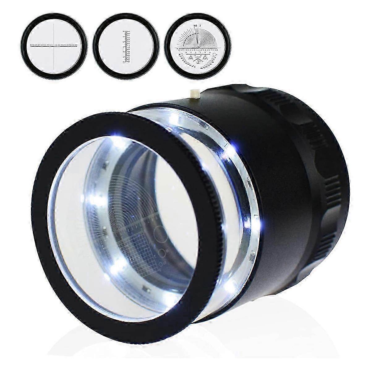 10X Loupe Magnifier, Jewelers Loupe 8 LED Light 4 Glass Scale Chart Loupe Magnifier 25mm Field of Vi