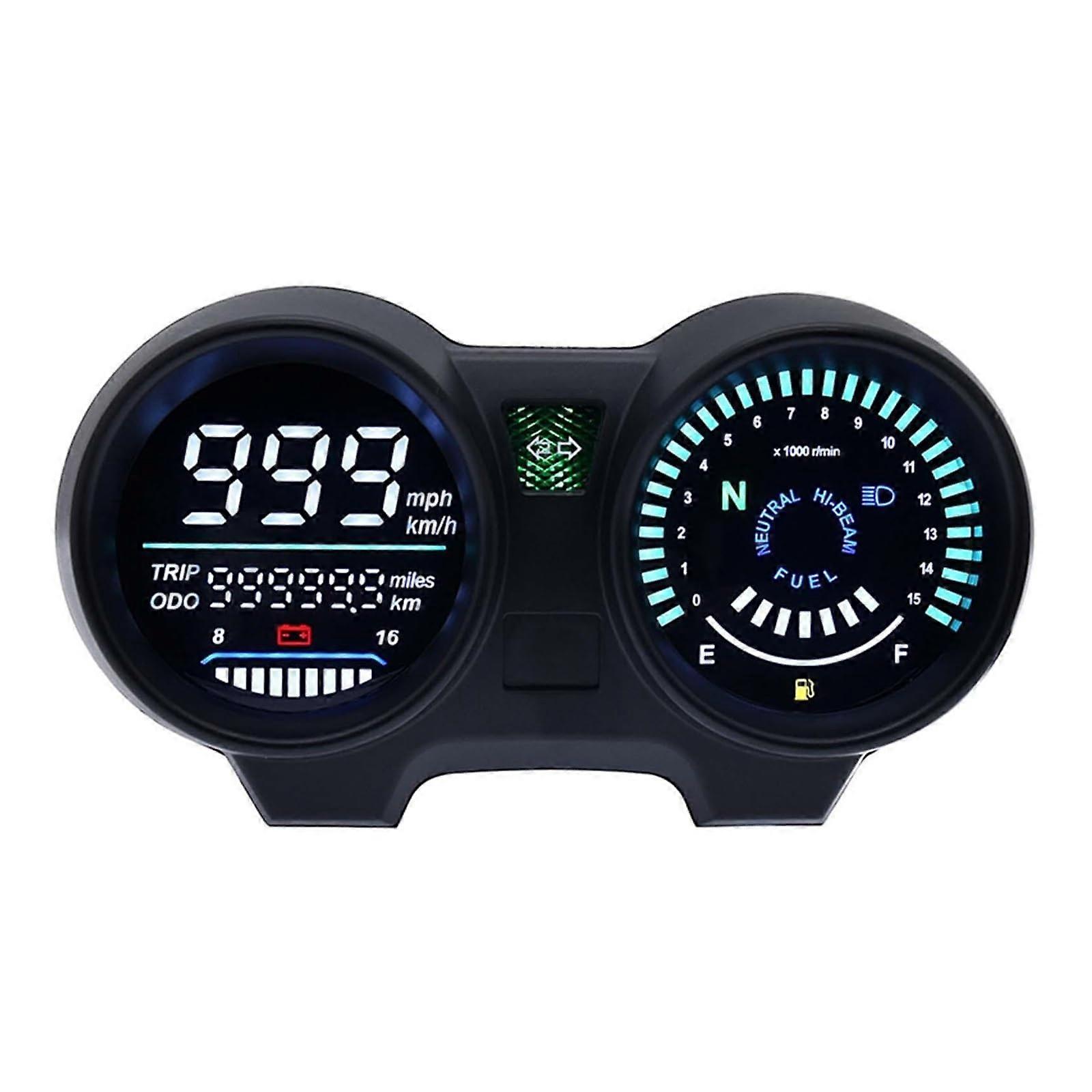Tachometer Odometer For Motorcycle LED Digital Dashboard Speedometer 199 Km/h