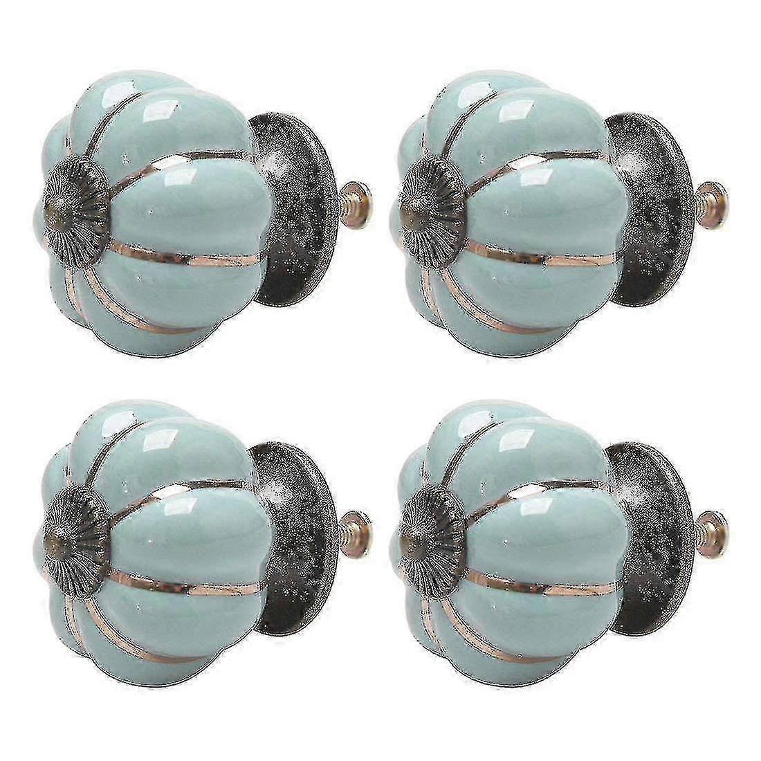 Decorative ceramic knobs for cupboards, 4pcs vintage pink pumpkin handles
