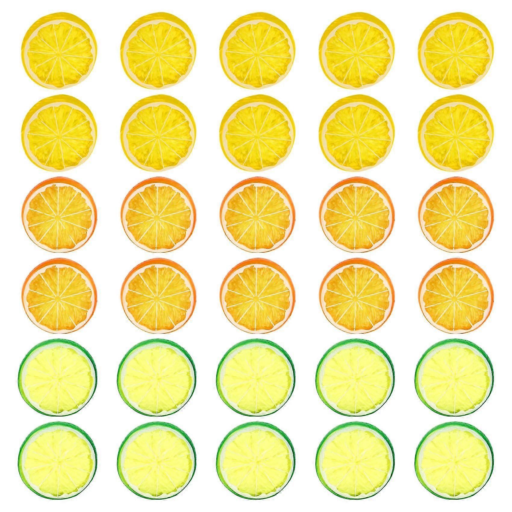 Felii artificiale de lamaie, fructe artificiale, mini felii de lamaie, fructe din plastic, petrecere de nunta Decorare