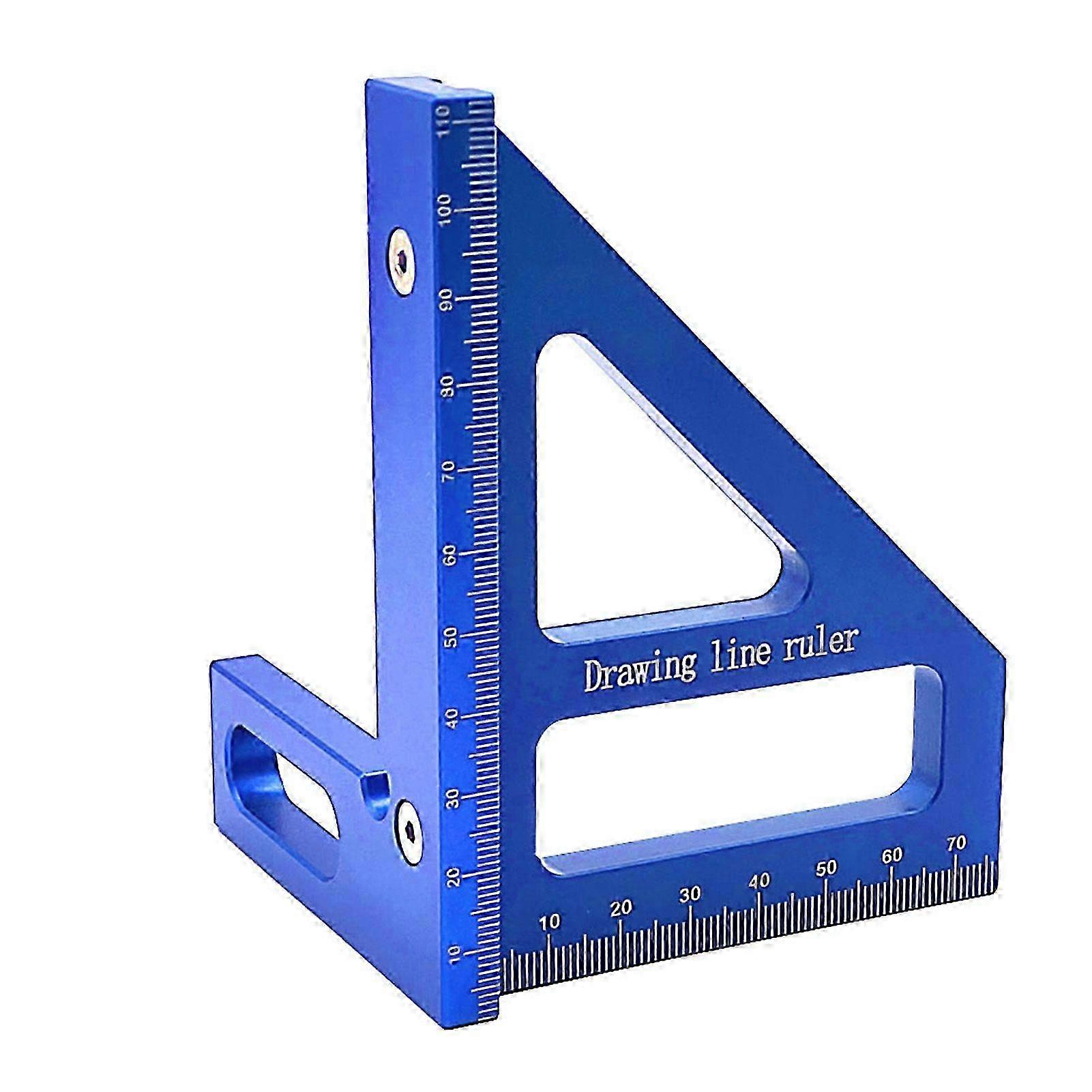 Woodworking Square Protractor 45 90 Degree Miter Triangular Ruler Scriber Layout Measuring Tool for Engineer Carpenter Blue
