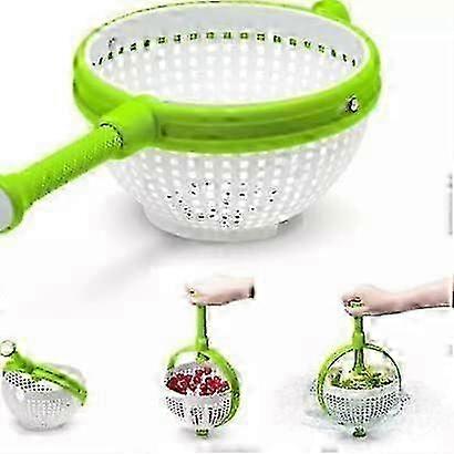 Large Salad Spinner Drainer Colander Lettuce Fruit Washer Pasta Draining Rotating Quick and Easy Green SZRH