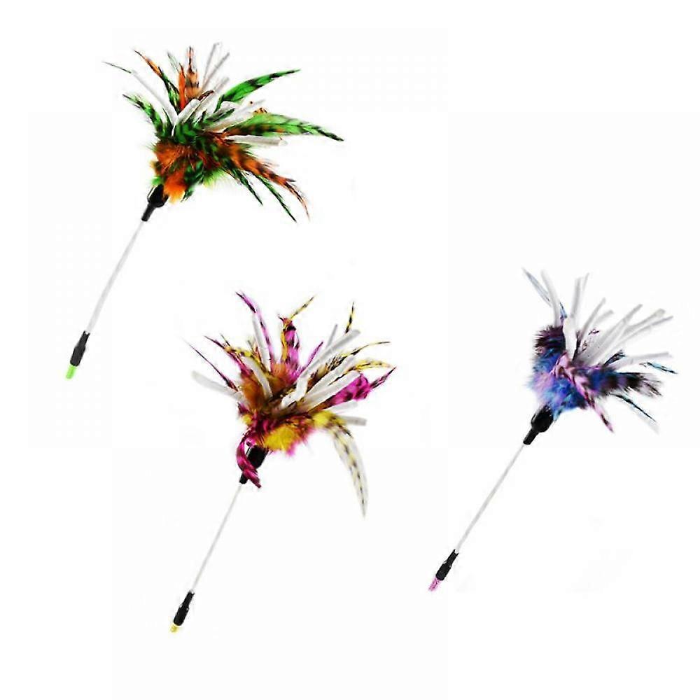 3pcs Interactive Cat Stick Toys, Feather Wand for Kitten & Old Cat Exercise, Compatible with Indoor Play, Improve Cat Entertainment