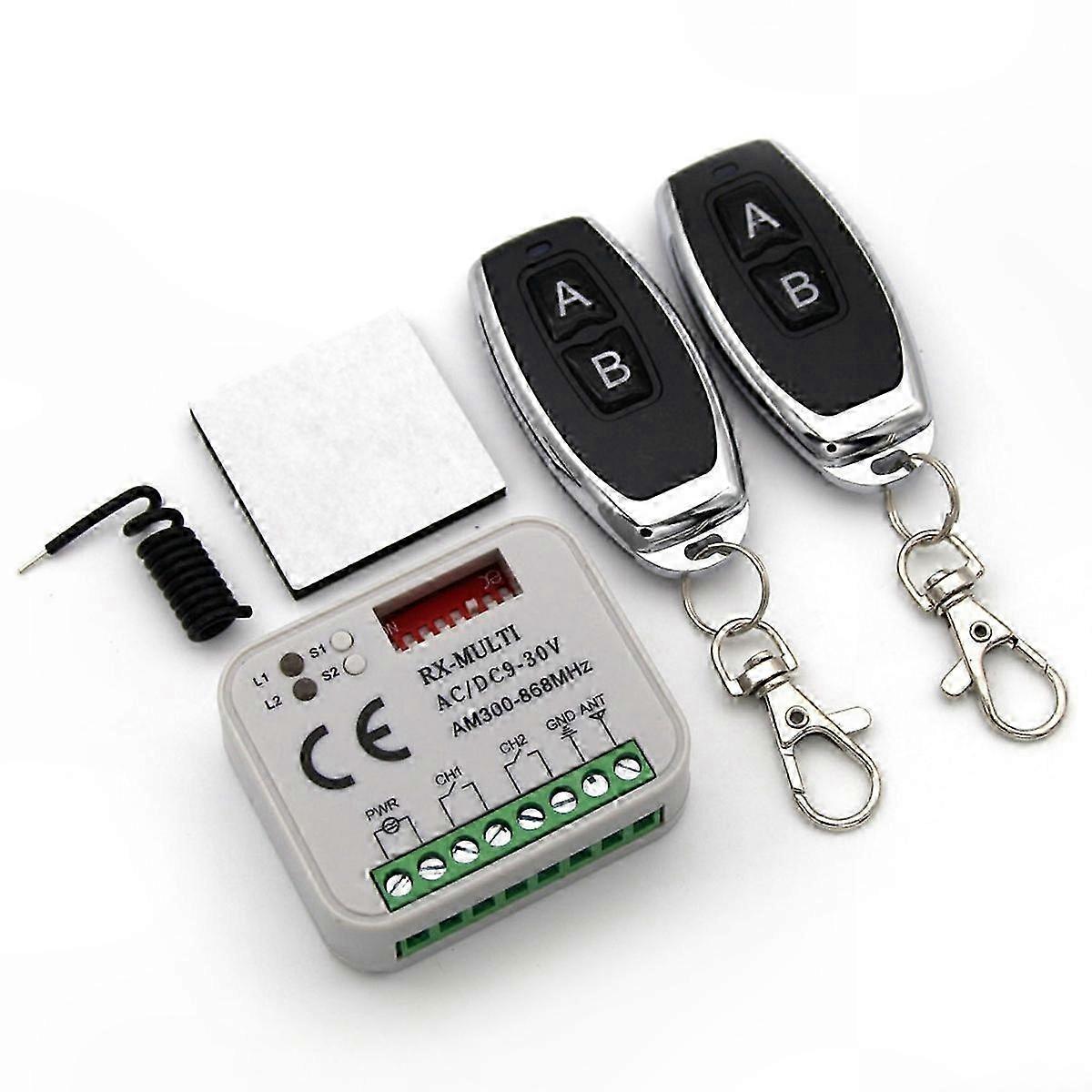 Multi-Frequency Receiver Switch for Garage Door/Gate Control, 300-868 MHz, 9-30V