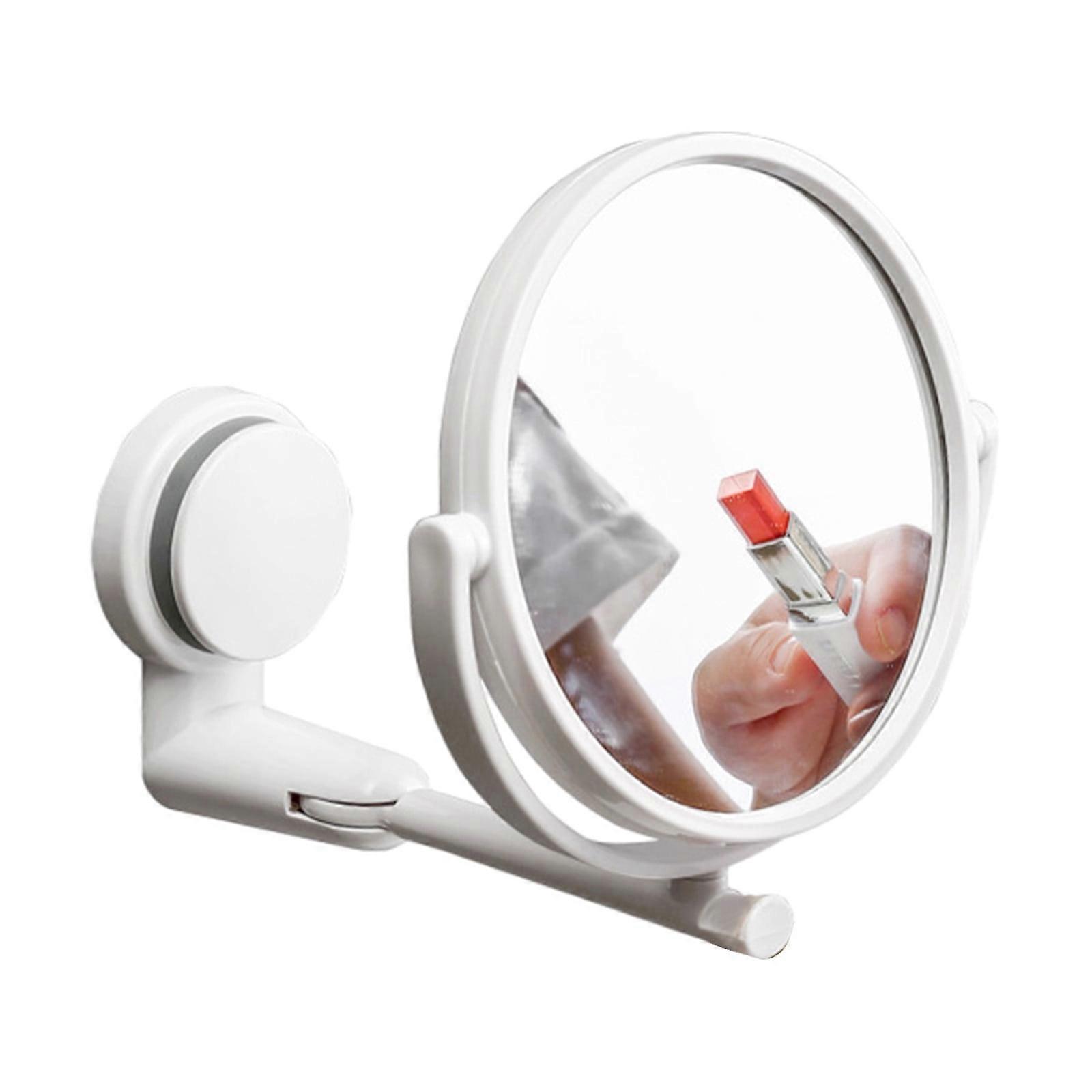 Yonrjhukm Punch Free Round Vanity Mirror Bathroom Foldable Wall Mirror Home Rotating Single Mirror