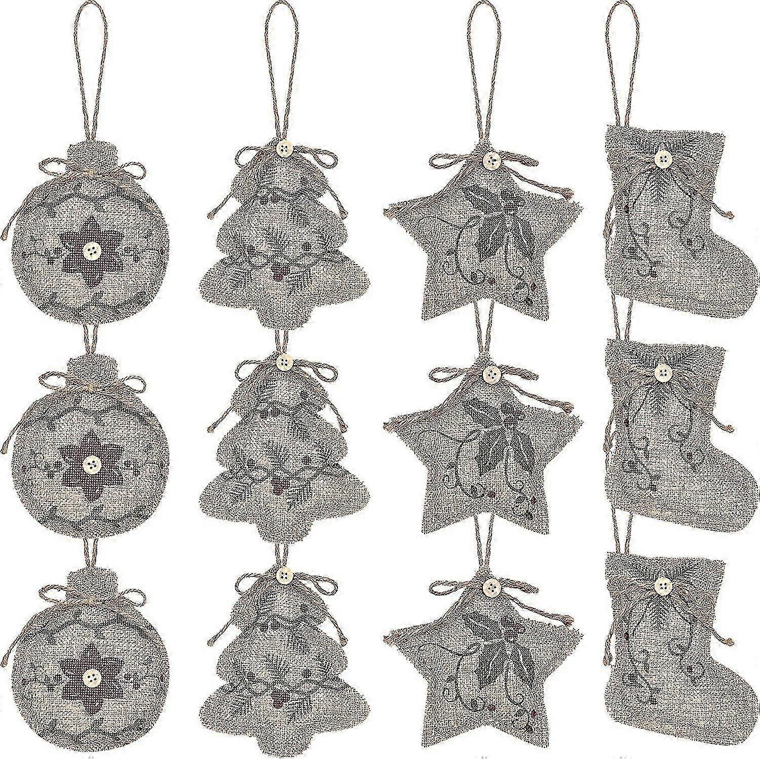 クリスマスバーラップツリーオーナメントハンギングデコレーションクリスマスストッキングツリーボールクリスマスパーティー用シェイプインテリア