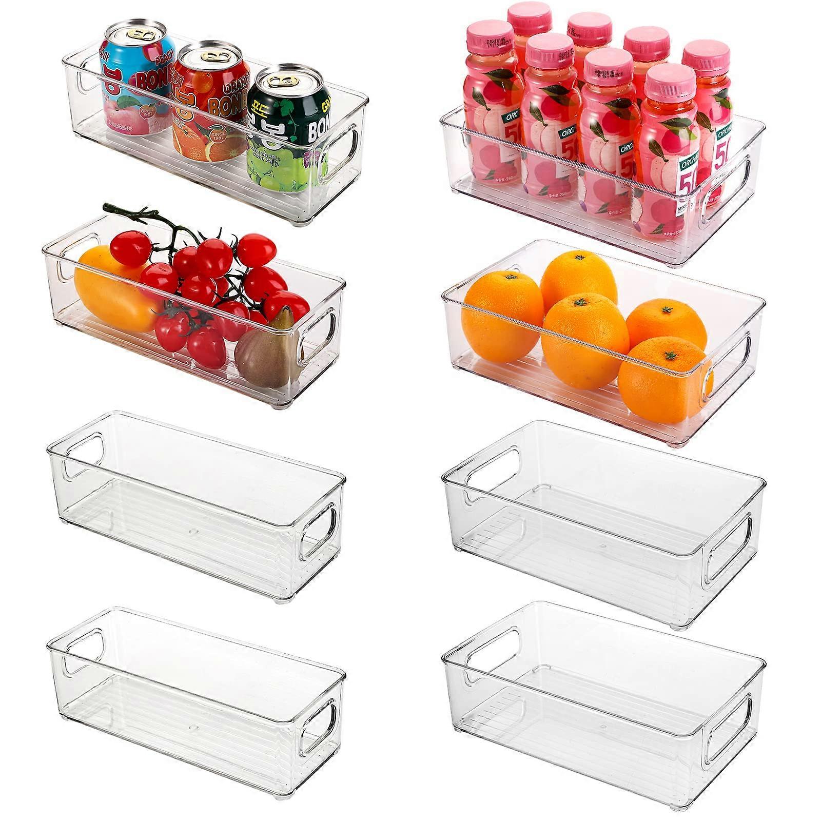 8 Pack Plastic Storage Bins For Freezer Pantry, Stackable BPA
