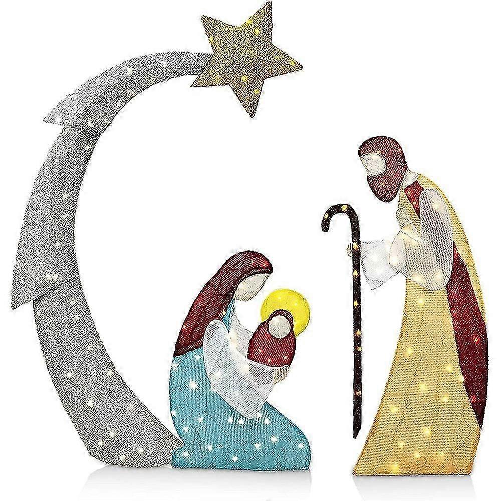 ライトアップ クリスマス デコレーション アウトドア キリスト降誕セット、2023 ライトアップ キリスト降誕シーン シルエット クリスマス デコレーション ライト ステーク付きヤード用