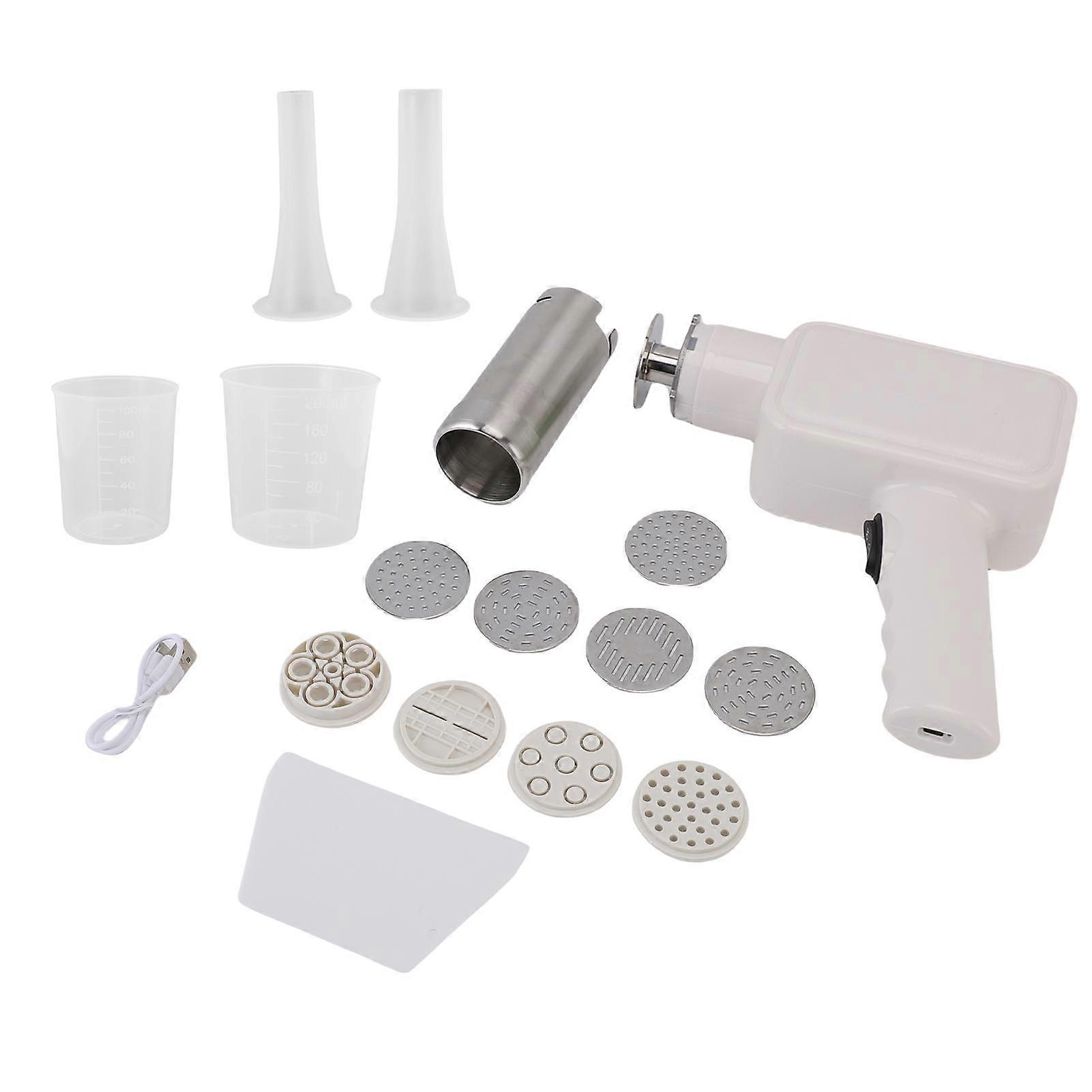 Cordless Handheld Noodle Maker, Portable Electric Pasta Machine with 9 Noodle Molds, 2 Sausage Making Tool,