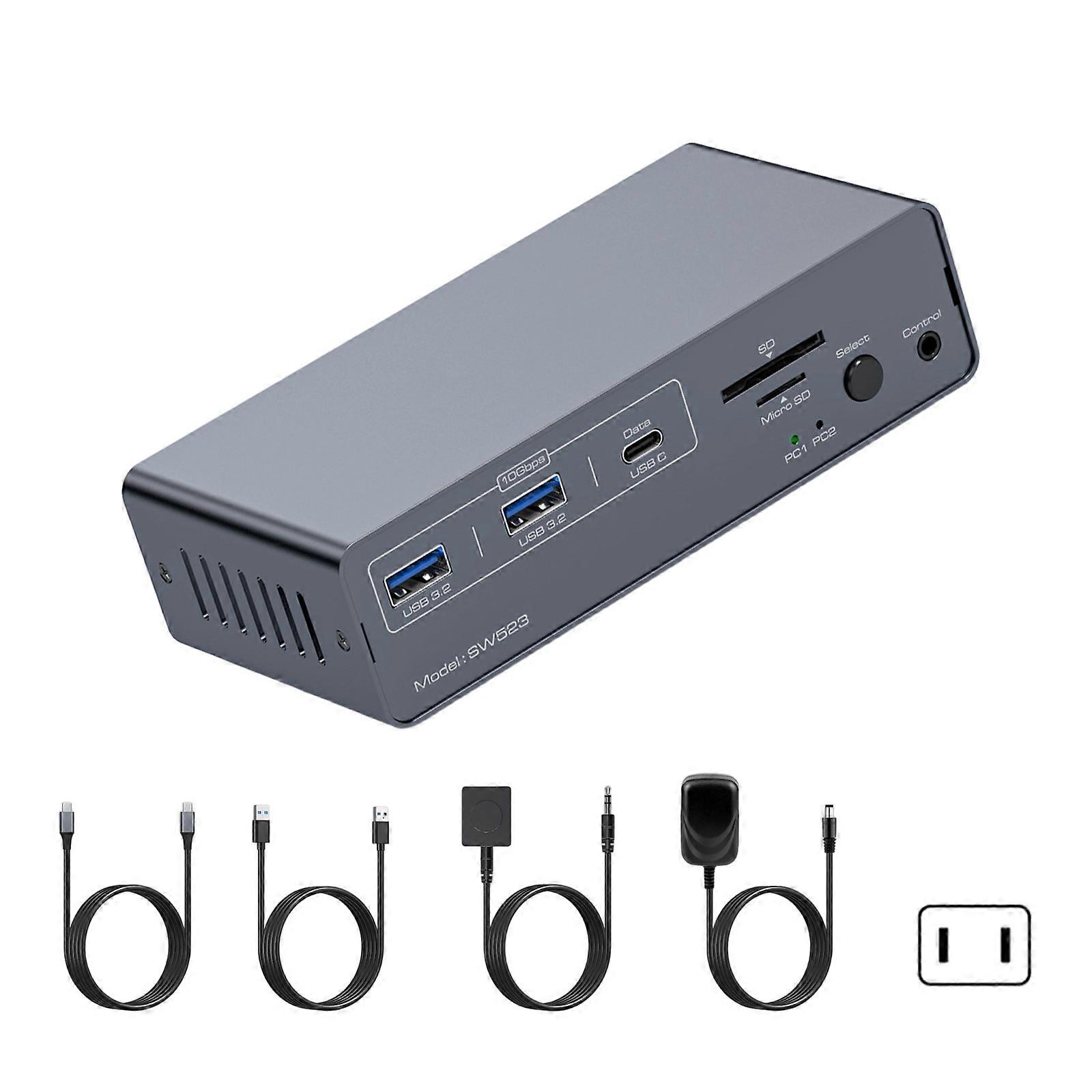 USB C Double Monitor KVM Dock With 13 Port USB C+ Two DP1.4 DP4K120hz For Streamlined Work Multicolor