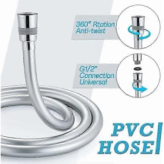 1.5m PVC Shower Hose with Brass Connector and Anti-Rotation Design