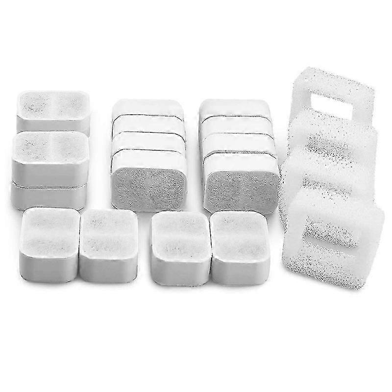 Ceramic Cat Fountain Replacement Filter, 16 Carbon Filters and 4 Foam Filters, Suitable for IPETTIE