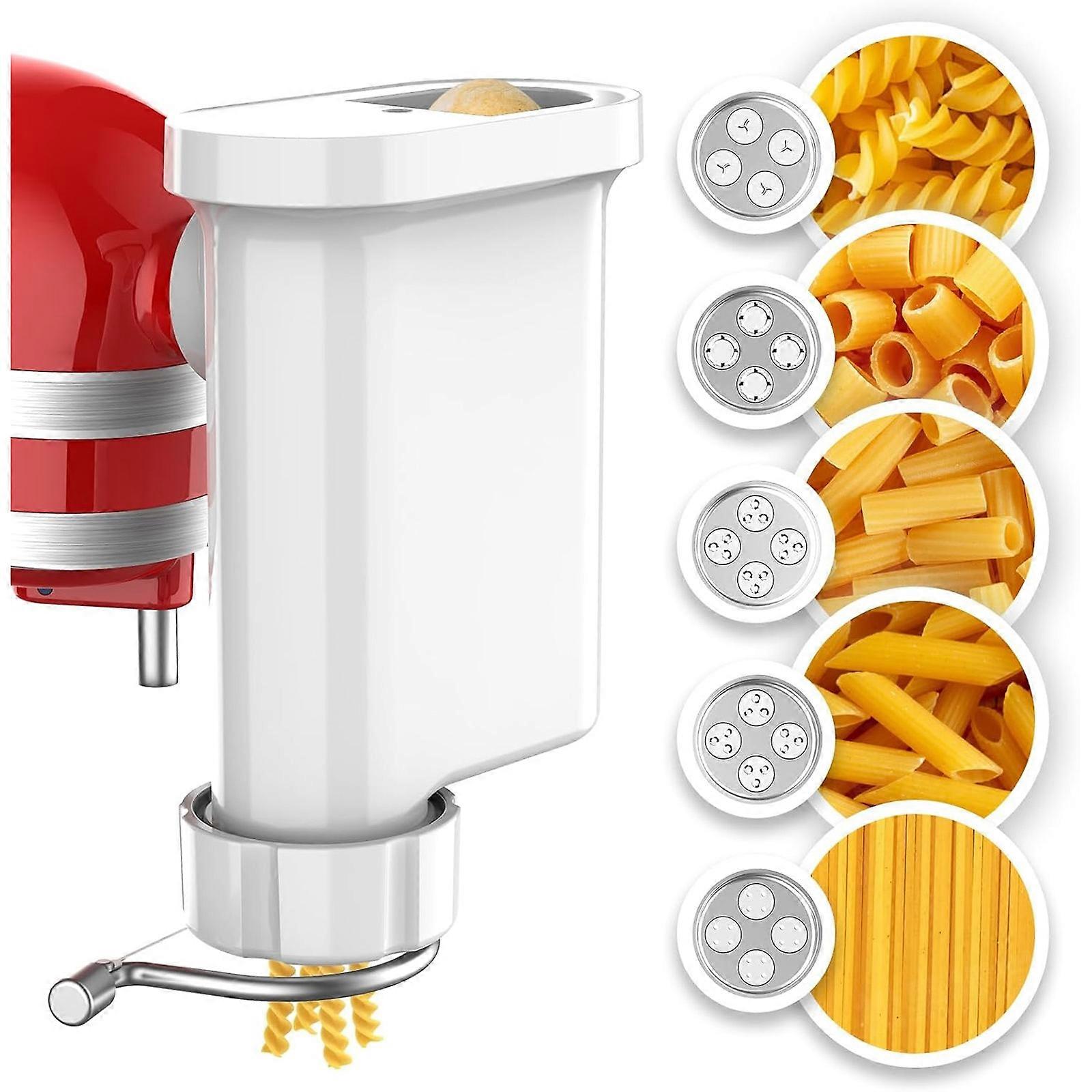 Stainless Steel Pastas Press Attachment Suitable for Stand Mixers 5 Shape Options Including Spaghetti Fusilli Macaroni Multicolor