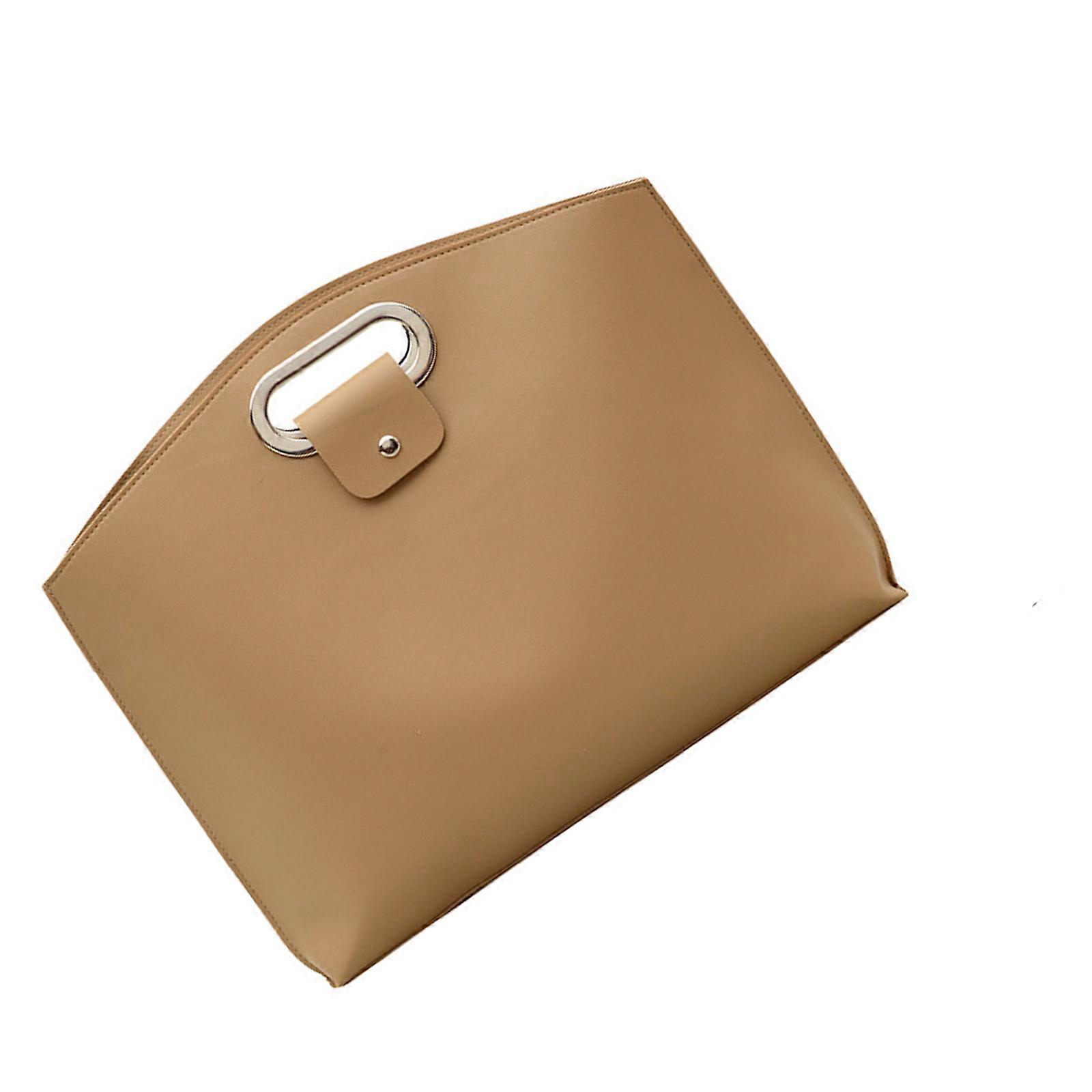 Large Capacity PU Leather Laptop Briefcases Handbag for Work Commute with Spacious Compartments and Ergonomic Handle  Khaki