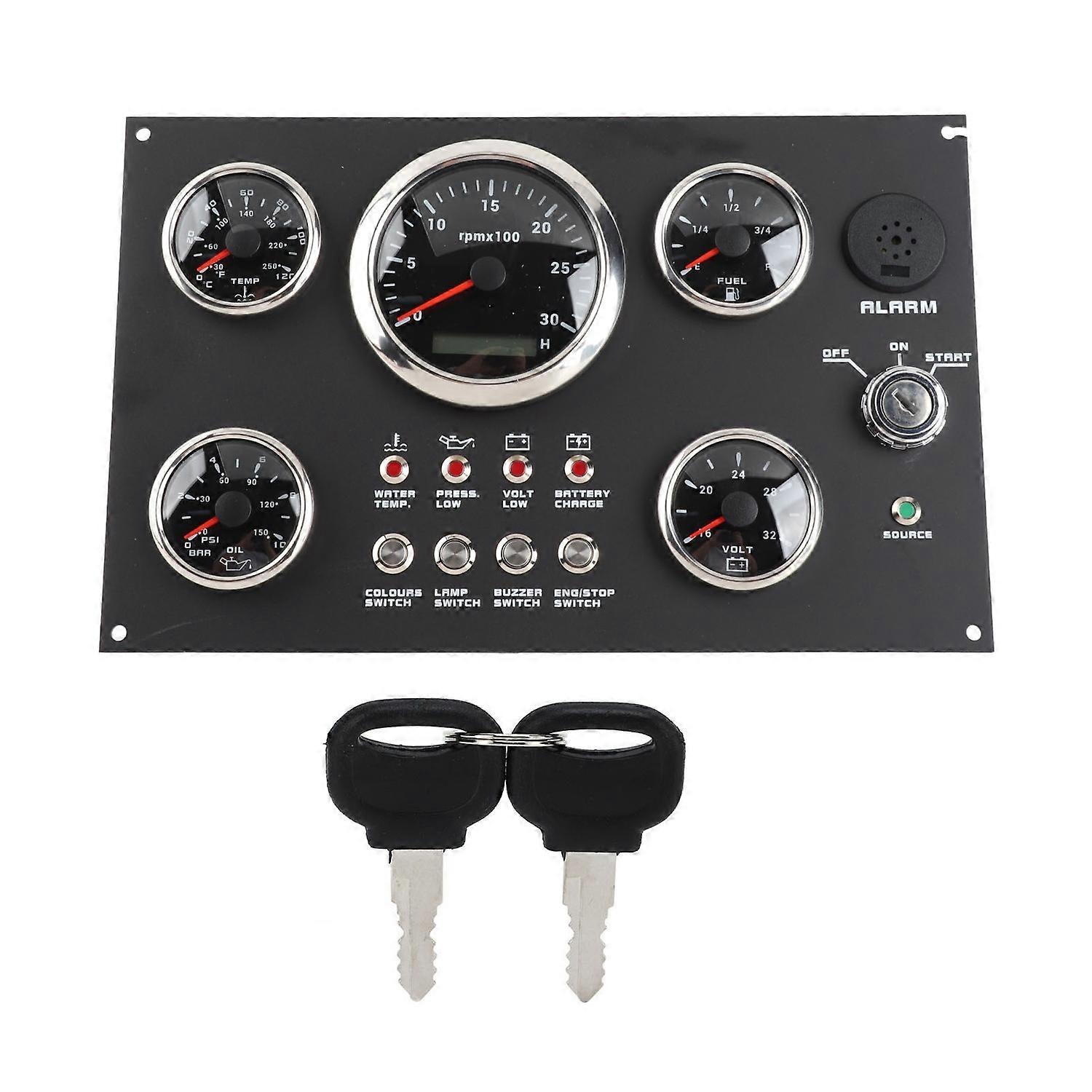 Digital Gauge Cluster Panel Display RPM Fuel Level Oil Pressure Water Temp Voltage 7 Color Backlight