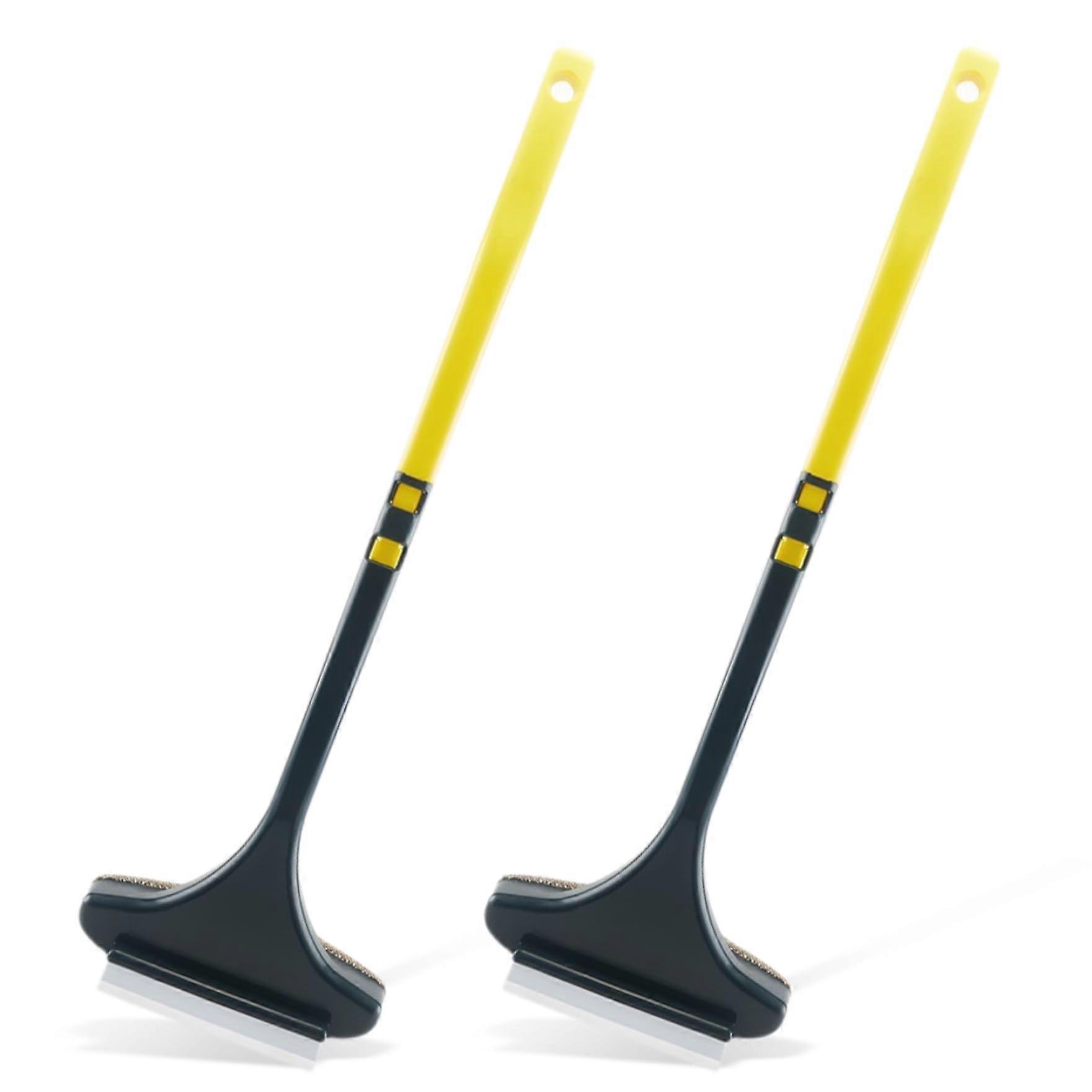 2 Pack Window Screen Cleaning Brush with Scraper, Removable Handle, Wet & Dry Use for Glass, Sofa, Chair