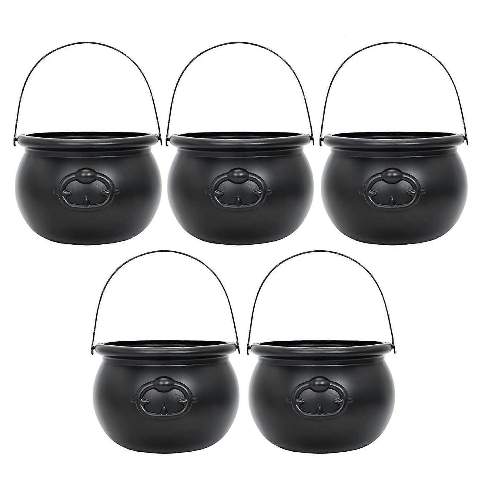 Halloween Black Candy Bucket Witch Cauldron Decoration Props Mysterious Storage Container for Sweets and Small Presents Multicolor